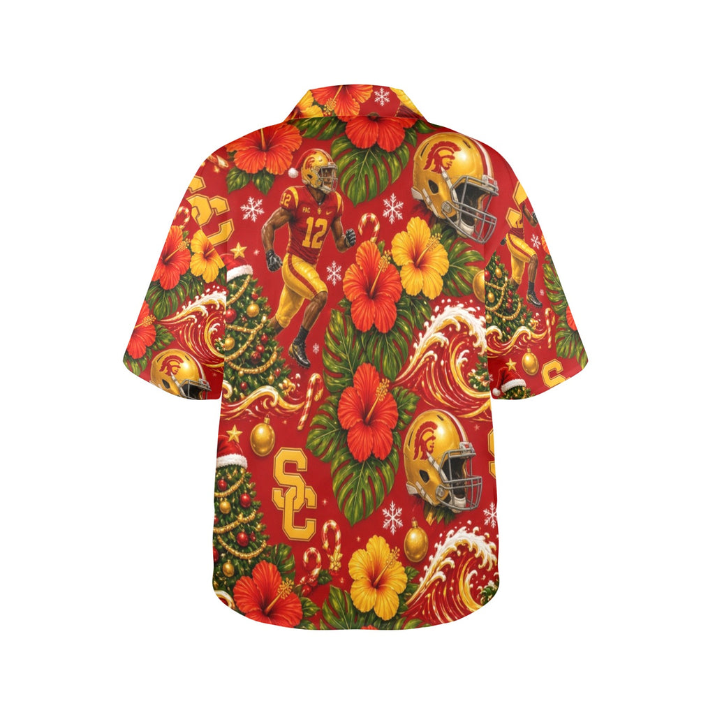 USC Christmas Women's All Over Print Hawaiian Shirt （Made in USA Ships to USA Only）