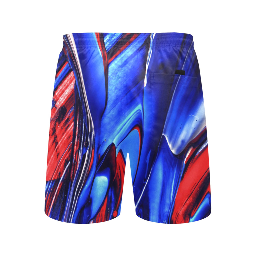 Spilled Paint Men's Mid-Length Beach Shorts Free Shipping