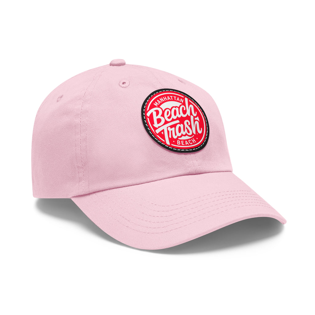 Proud to be Called Beach Trash Manhattan Beach  Leather Patch Dad Hat — Vintage Manhattan Beach Logo