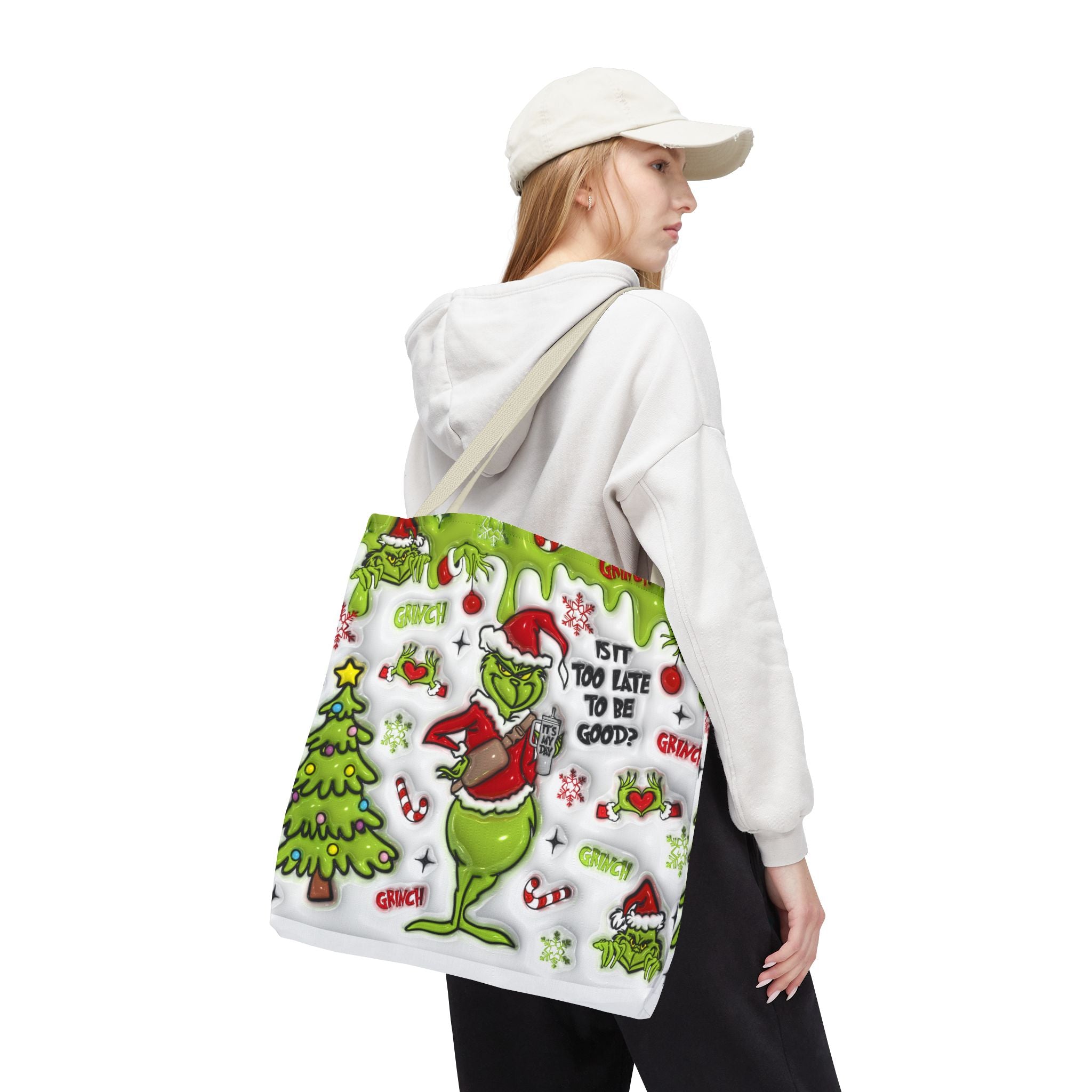 Christmas Tote Bag, Holiday Shopping Bag, Grinch Gift, Festive Reusable Bag, Cute Winter Accessory