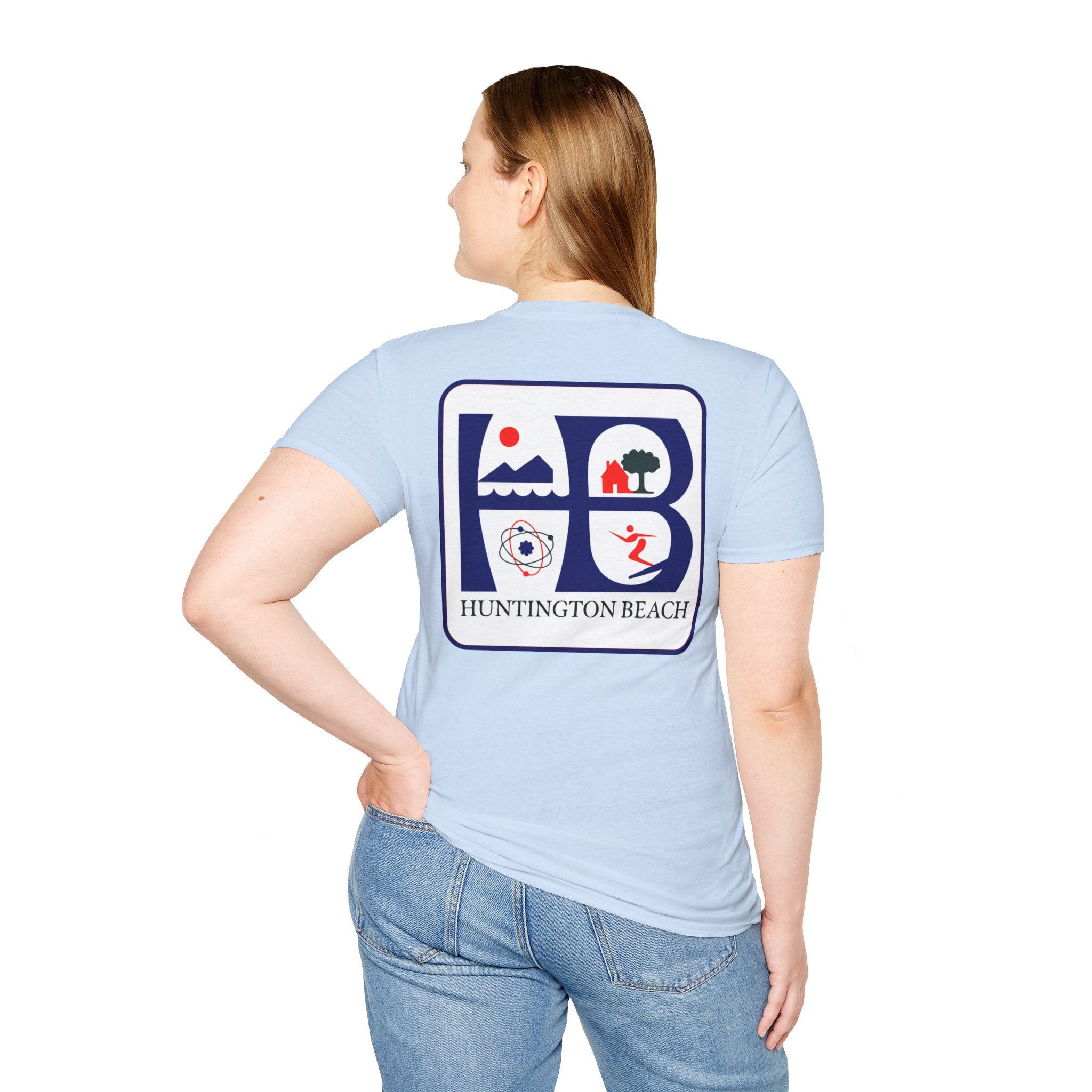 Huntington Beach Retro Logo T-Shirt — HB Surf & Sunset Tee (printed 3 side)