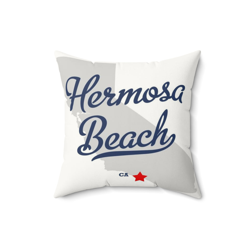 Hermosa Beach California Map - Faux Suede Square Pillow