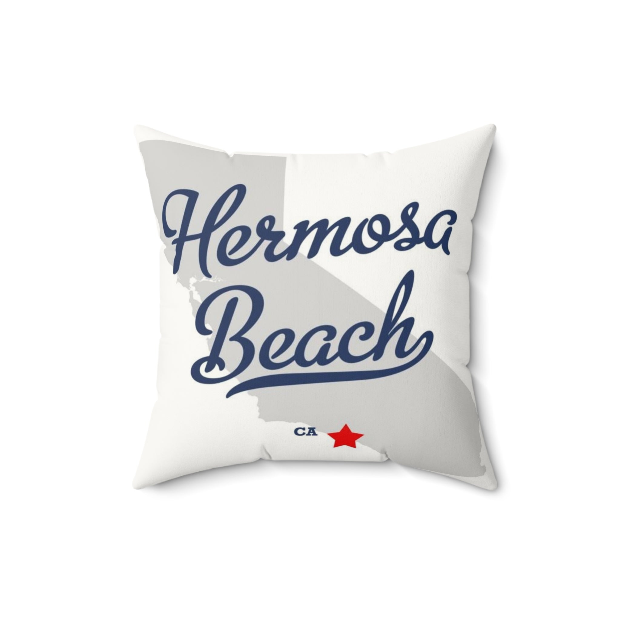 Hermosa Beach California Map - Faux Suede Square Pillow
