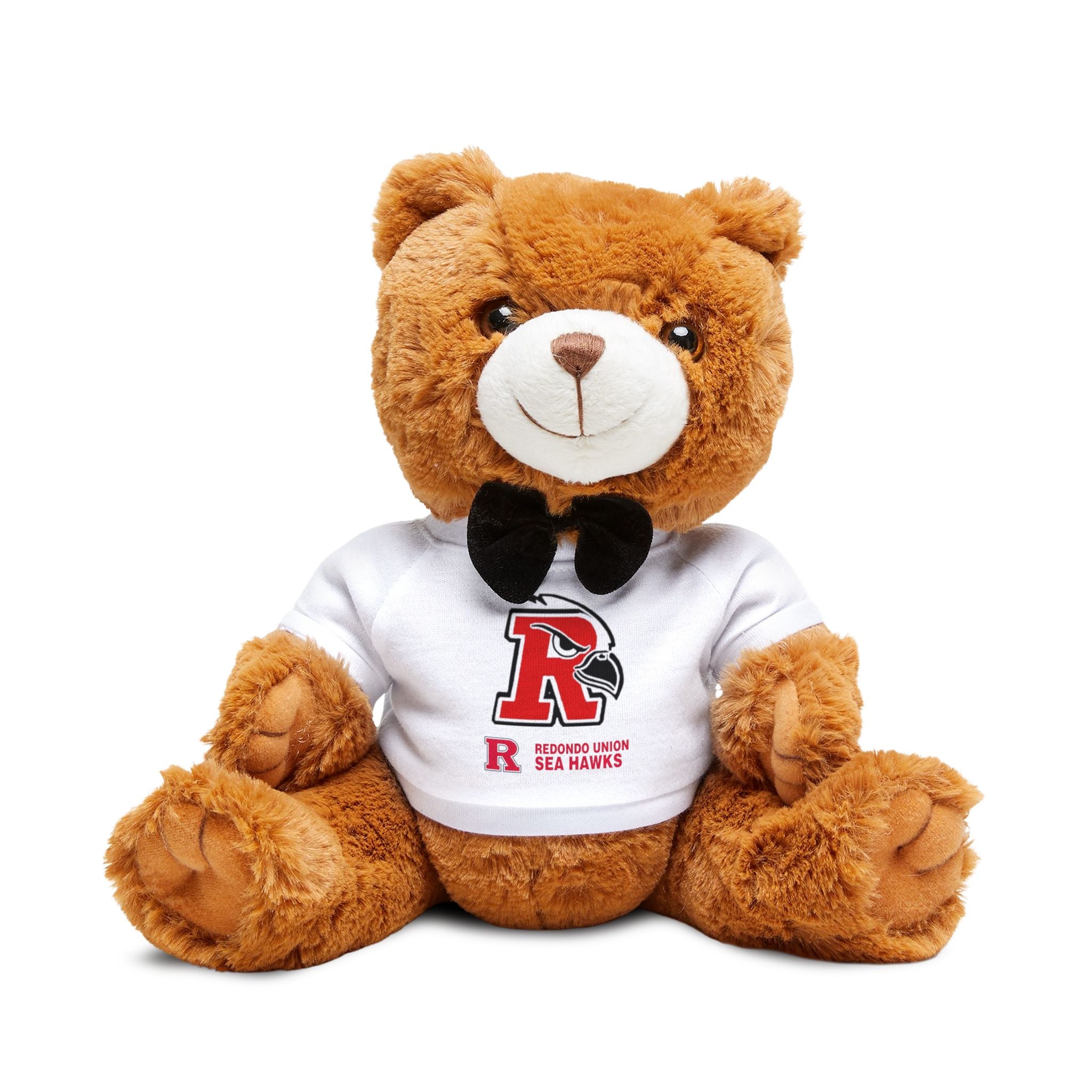 Redondo Union High School Teddy Bear with T-Shirt Plush Bear, Logo Tee, Bow Tie Stuffed Animal
