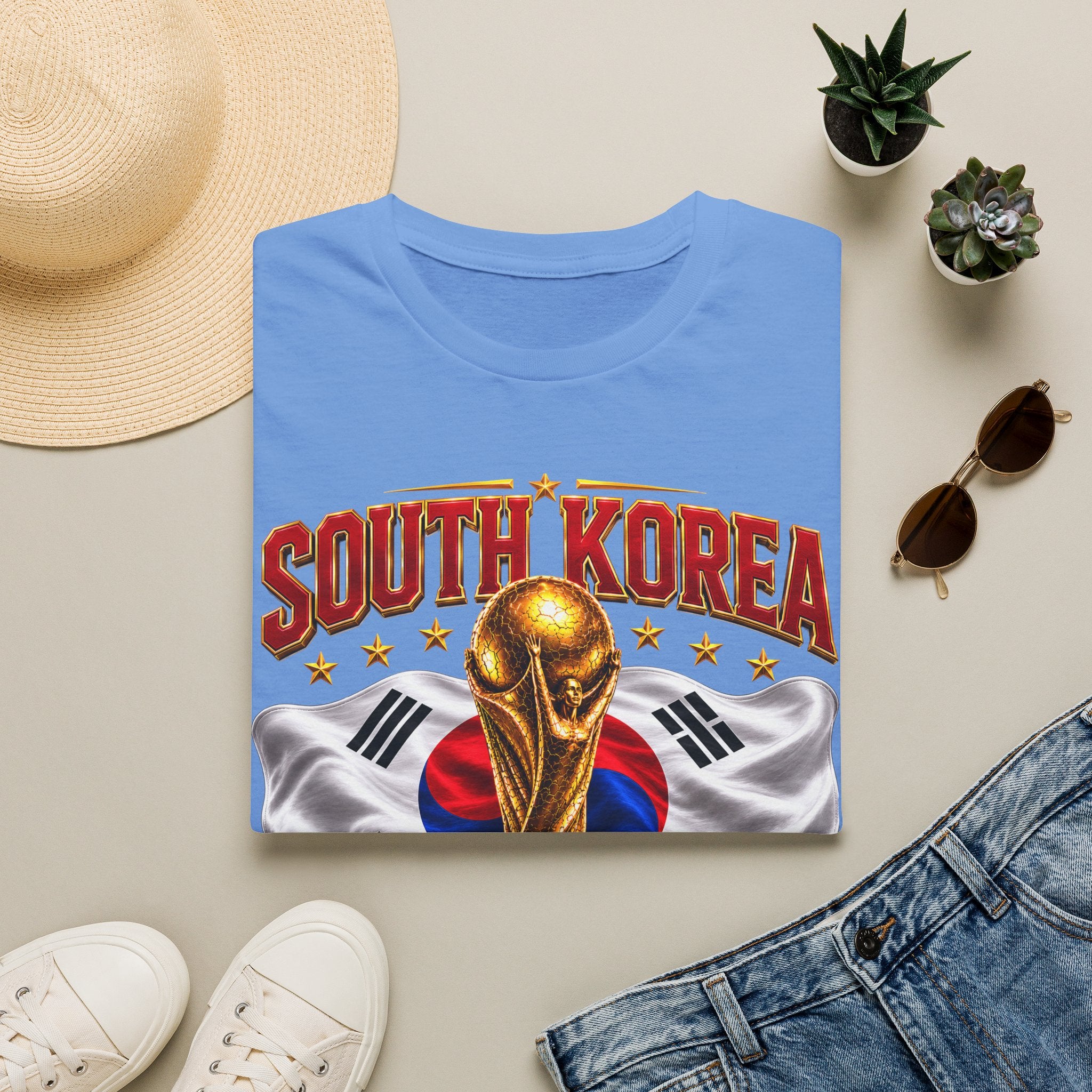 South Korea 2026 Soccer World Cup T-Shirt — Korean Flag & Trophy Football Fan Tee