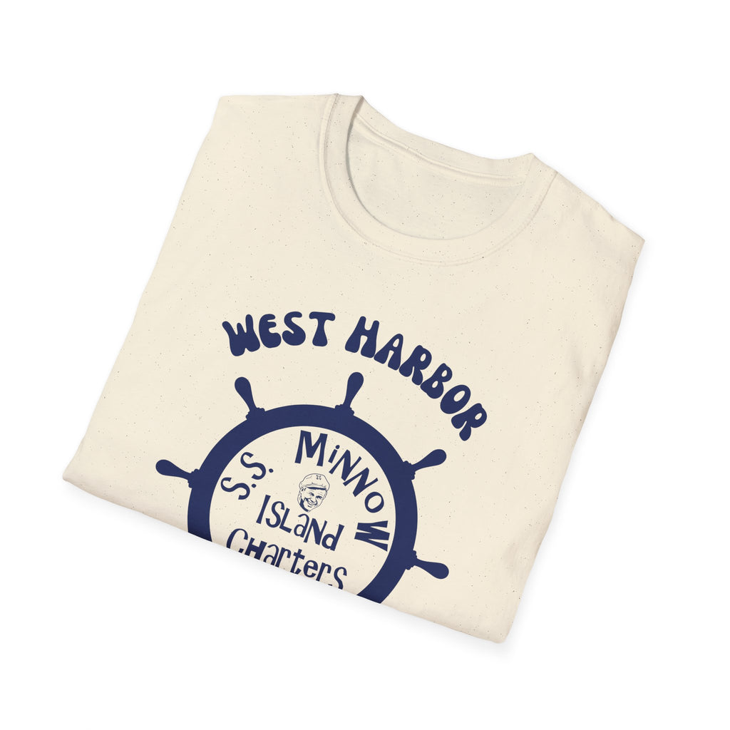 West Harbor San Pedro Ship Wheel Minno Island Charters T-Shirt | 3 Hour Tours