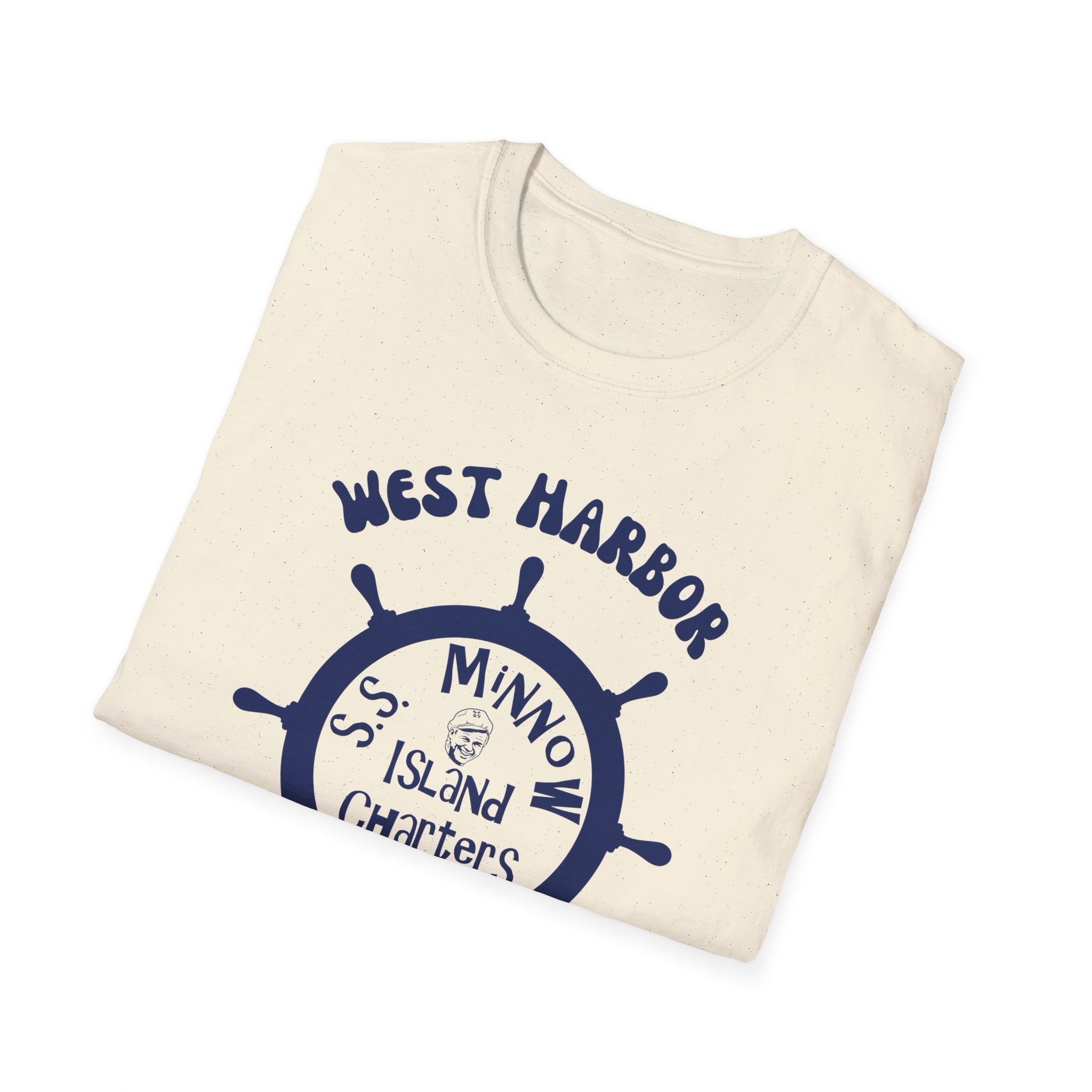 West Harbor San Pedro Ship Wheel Minno Island Charters T-Shirt | 3 Hour Tours