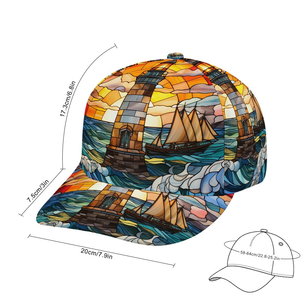 Stain glass Lighthouse Baseball Cap Free Shipping