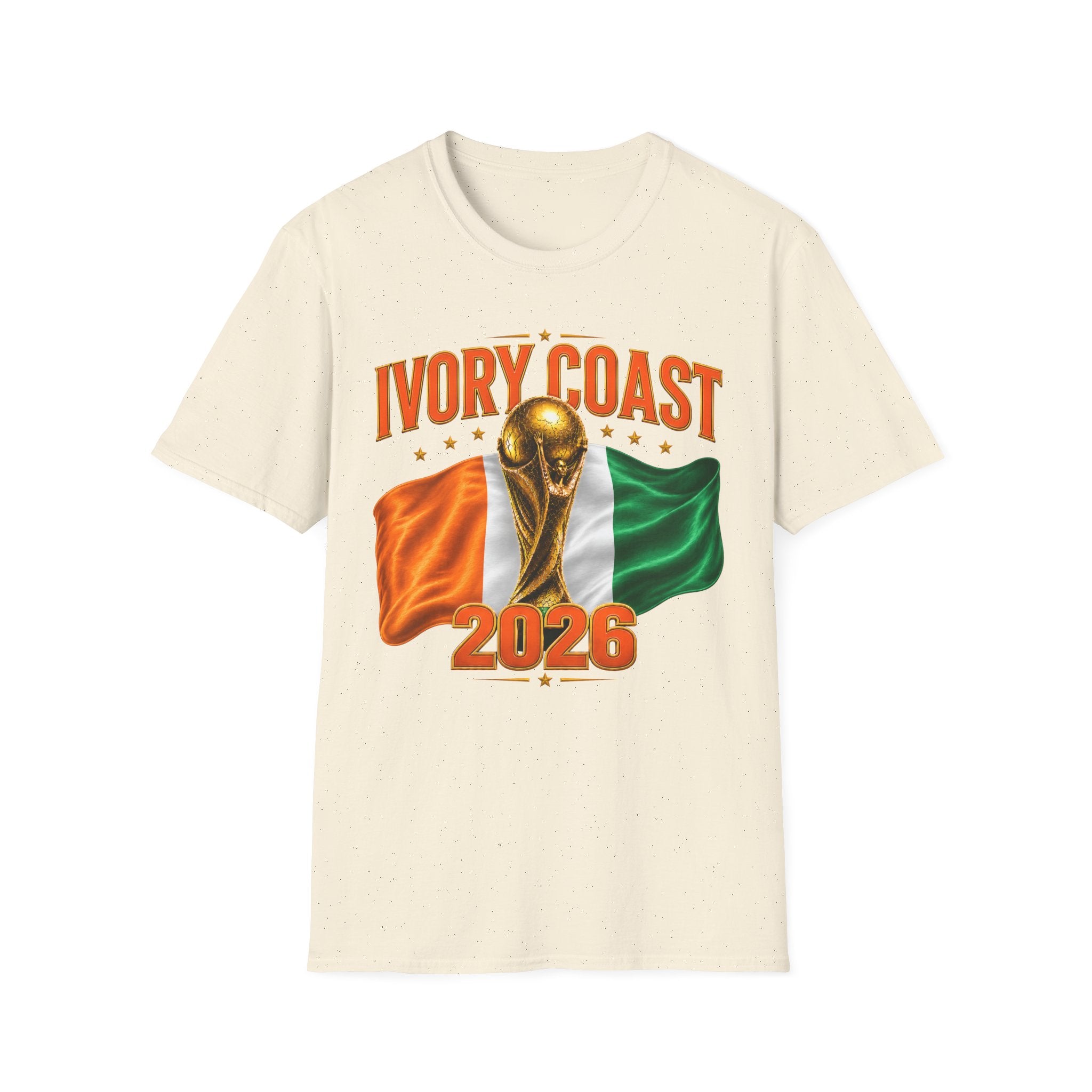 Ivory Coast 2026 World Cup T‑Shirt — FIFA Trophy & Flag Soccer Fan Tee