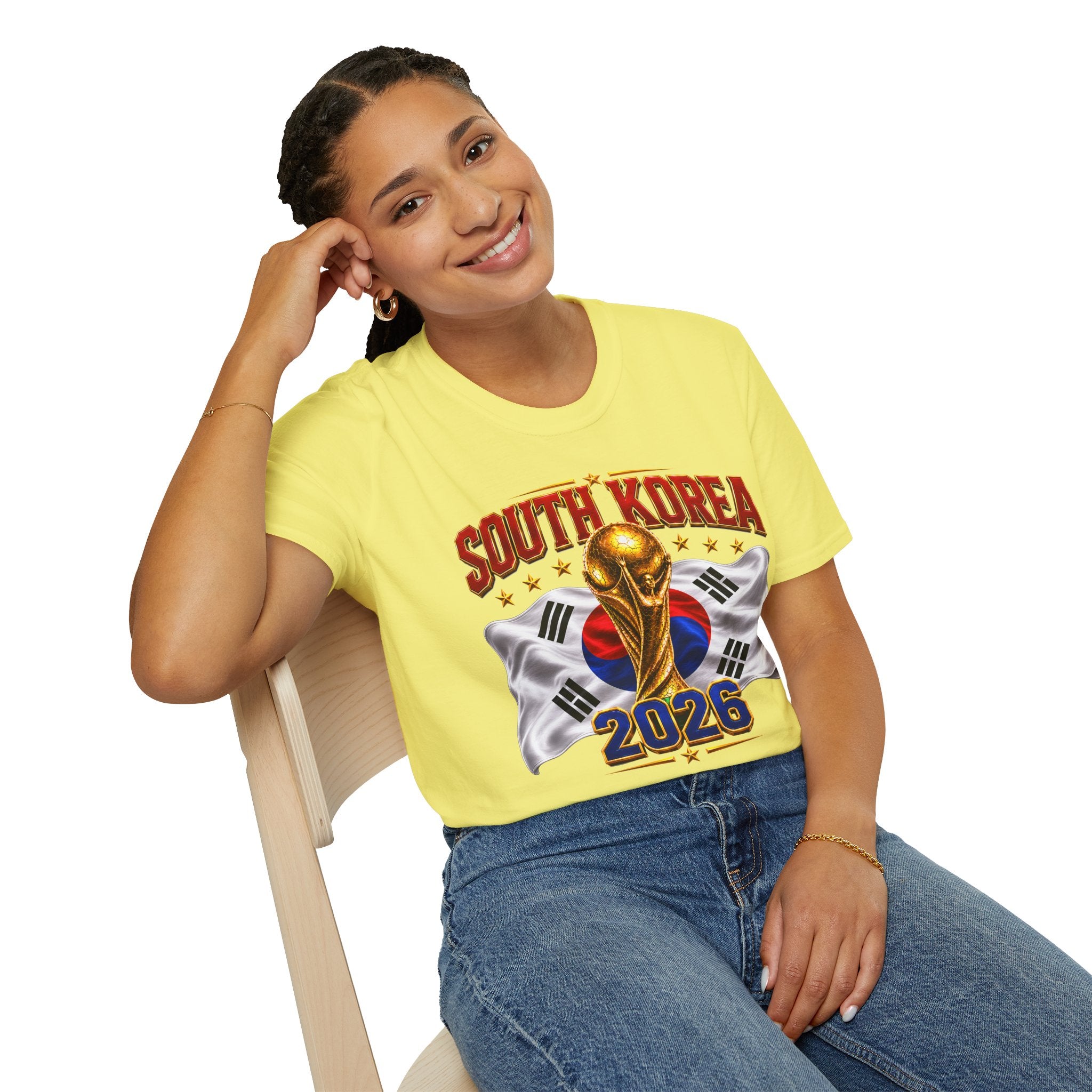 South Korea 2026 Soccer World Cup T-Shirt — Korean Flag & Trophy Football Fan Tee