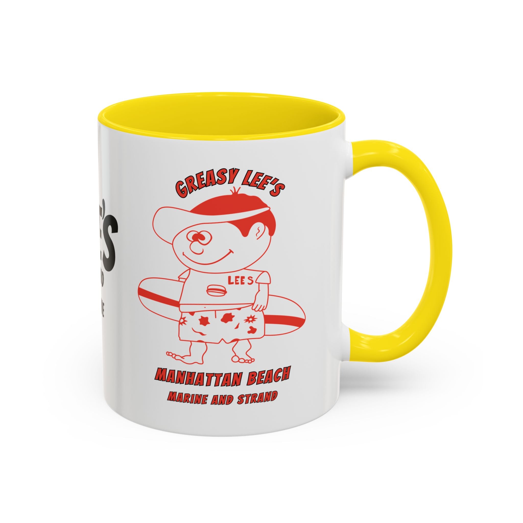 Greasy Lee's Surfer Logo Mug | Marine and Strand Manhattan Beach Old School  Accent Coffee Mug 11oz 15oz