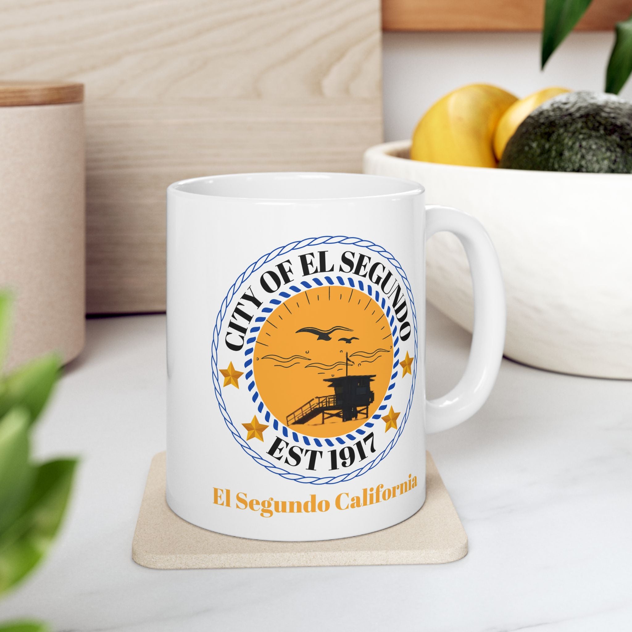 El Segundo California Seal Ceramic Mug — City Crest Coffee Cup (11oz, 15oz)