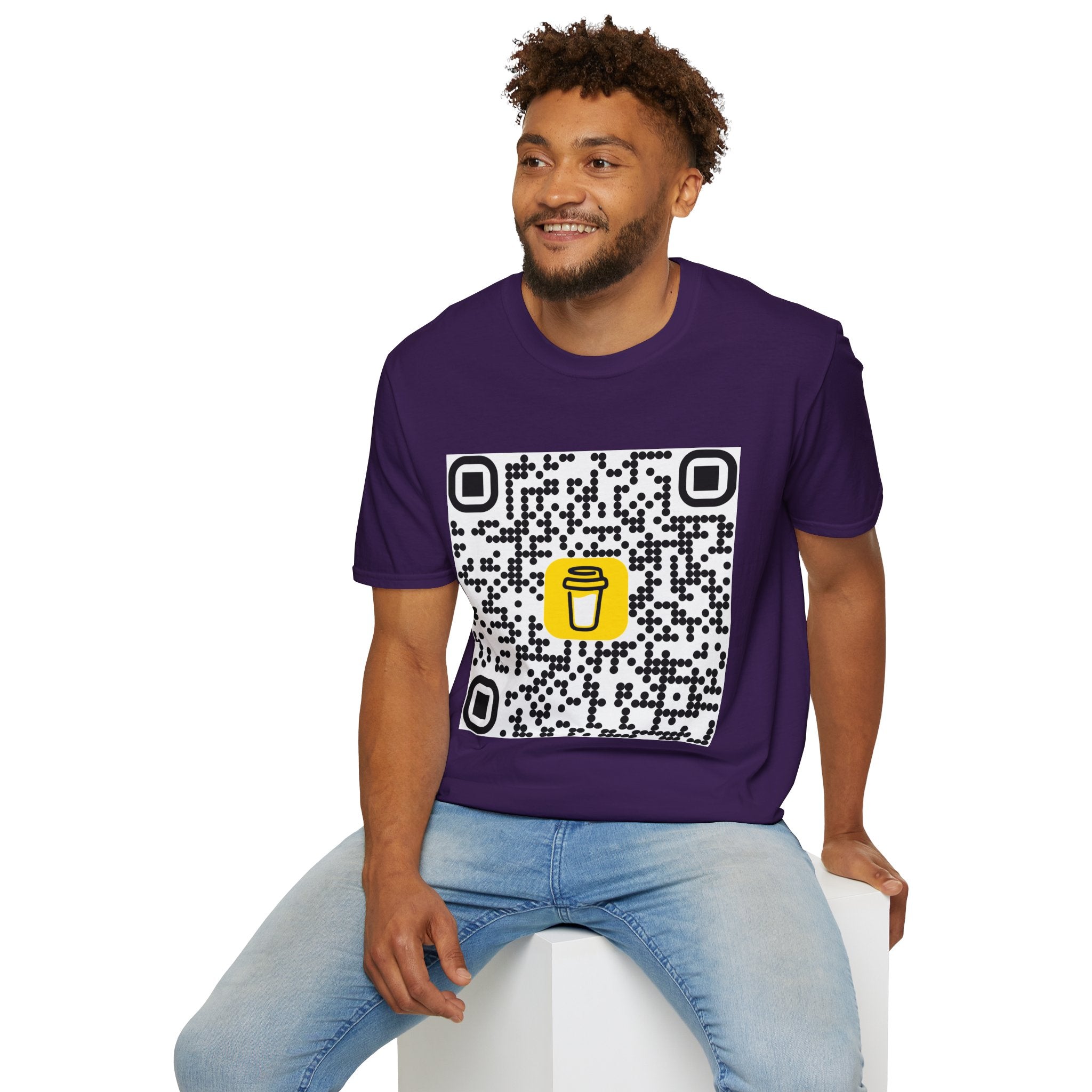 QR Code Coffee Cup T‑Shirt — Scan-to-Order Cafe Tee