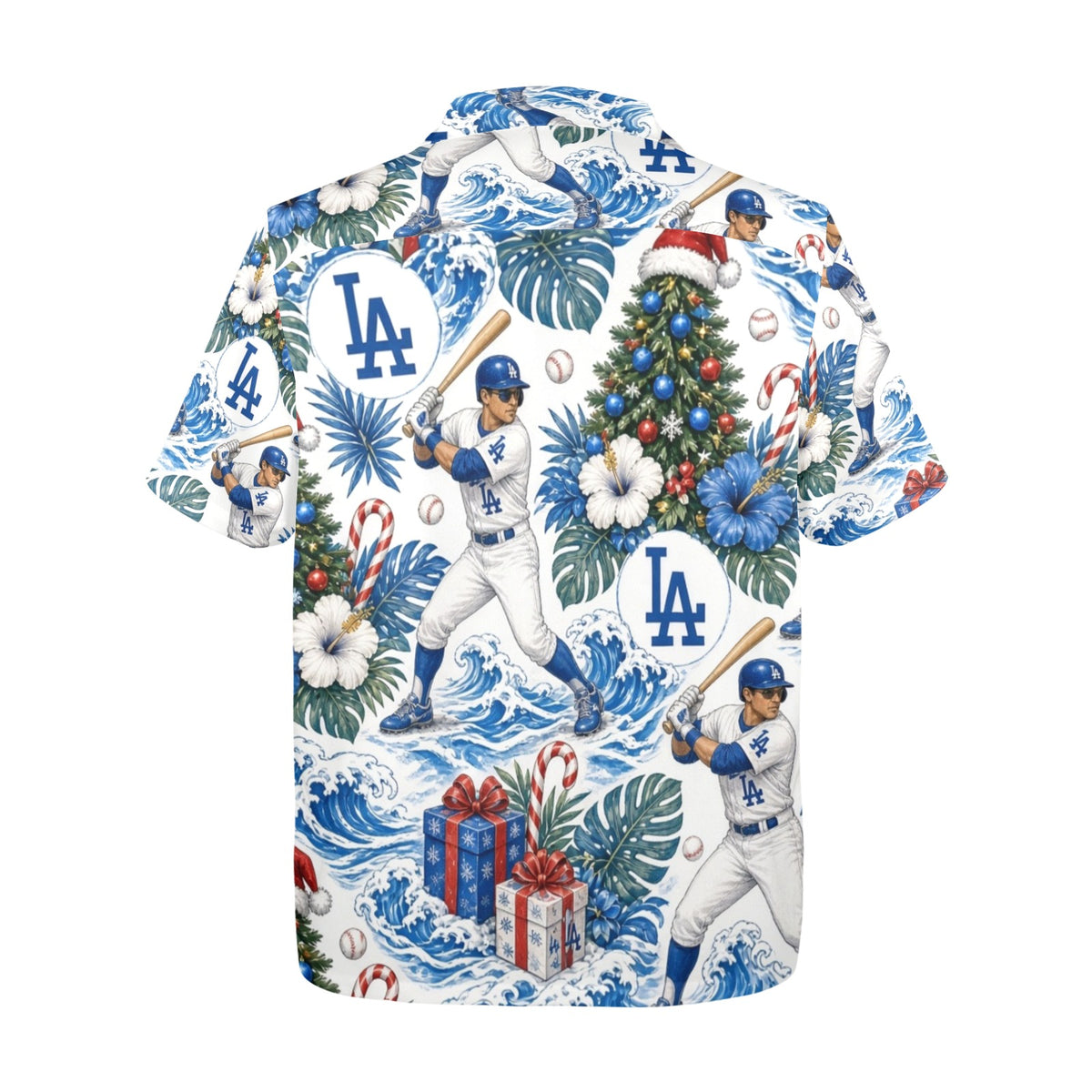Dodgers Christmas Men's All Over Print Hawaiian Shirt Made In USA Ships to USA Only