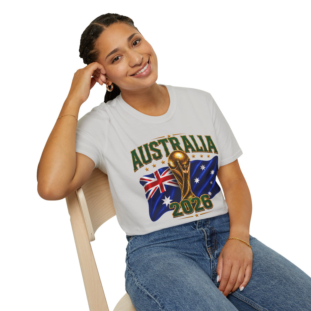 Australia 2026 Soccer World Cup T-Shirt — Aussie Flag & Trophy Design