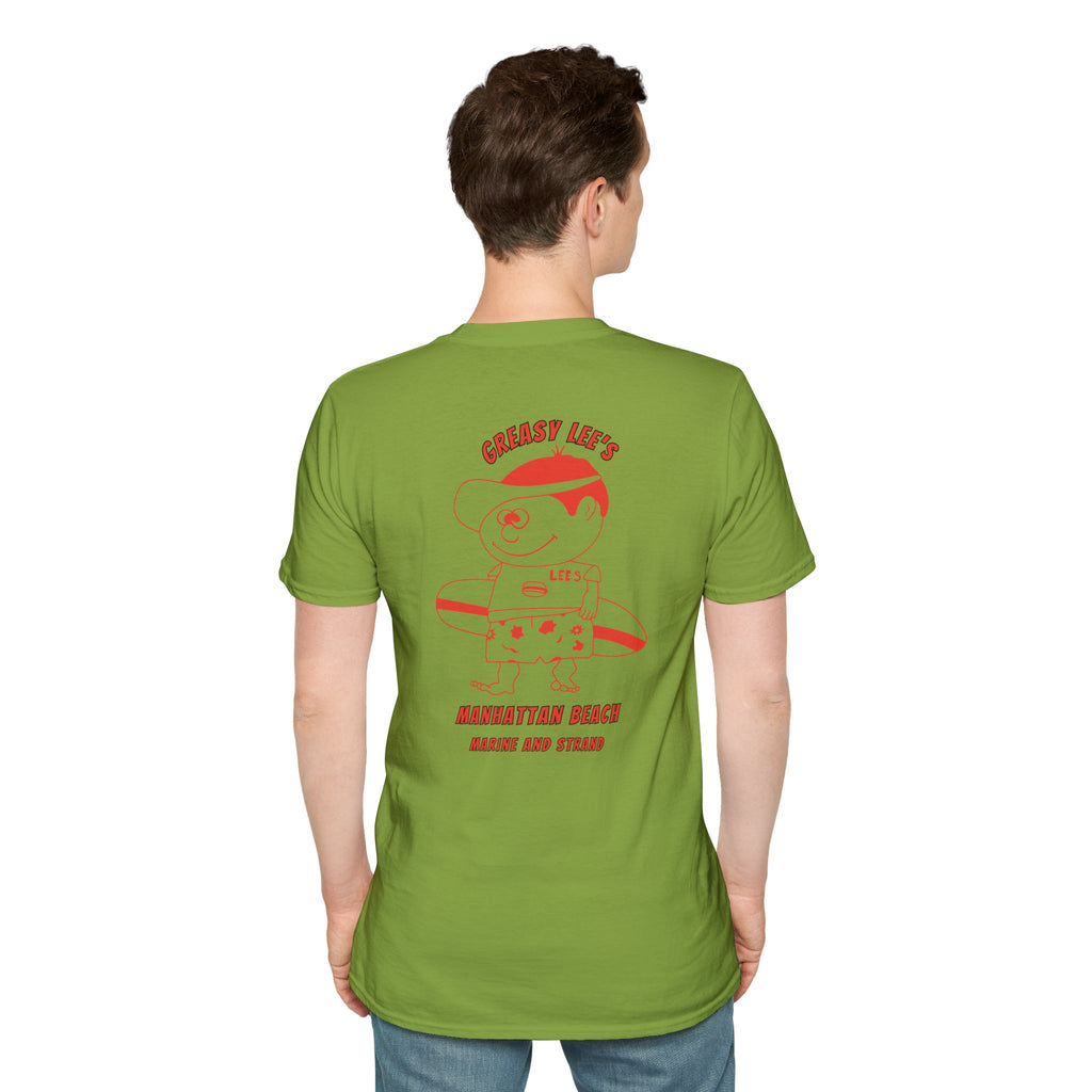 Greasy Lee's Manhattan Beach Old School T-Shirt | Marine and Strand Manhattan Beach Vintage Surf Design