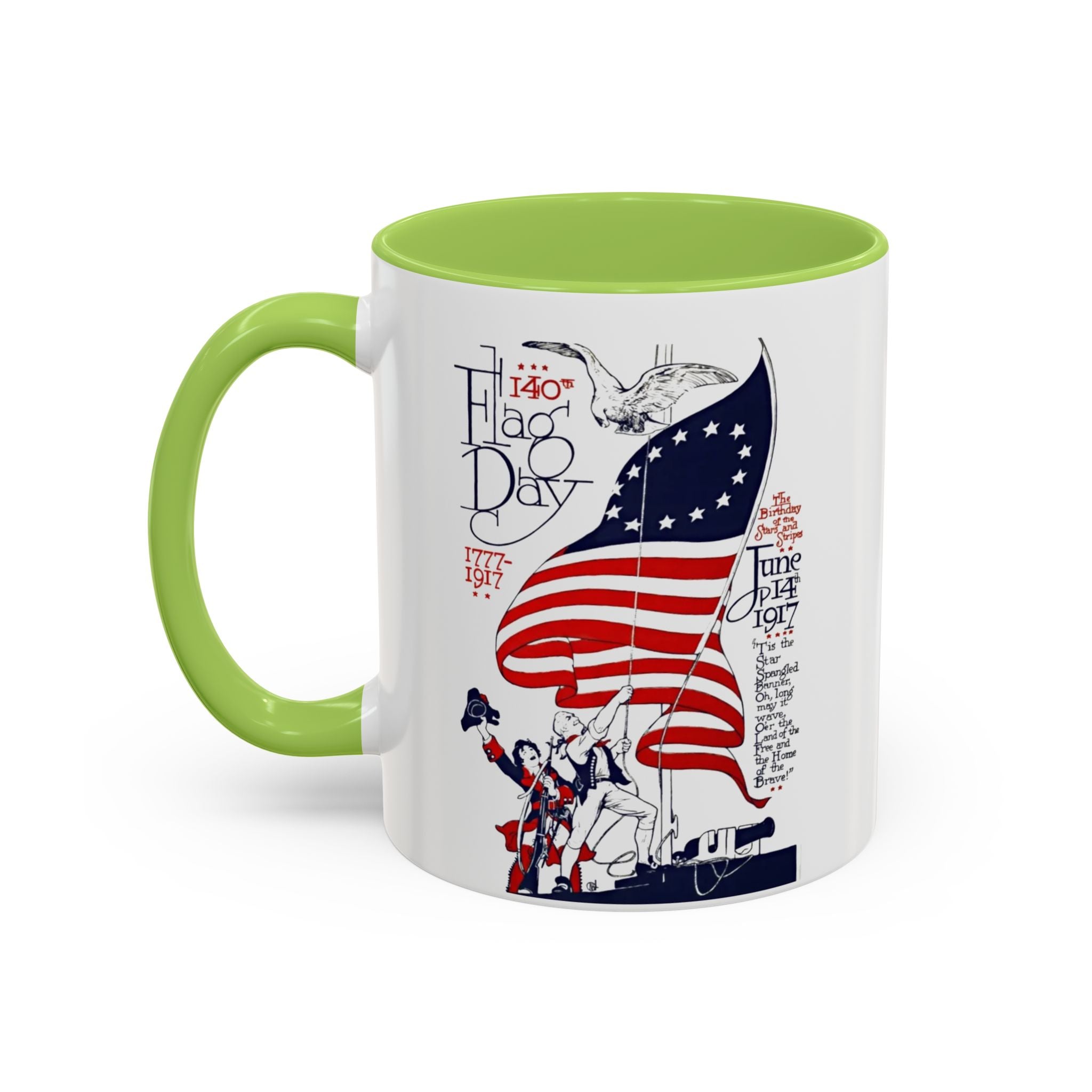 Flag Day Illustration Original Artwork 1917  Mug | American Flag Sailors Accent Coffee Mug