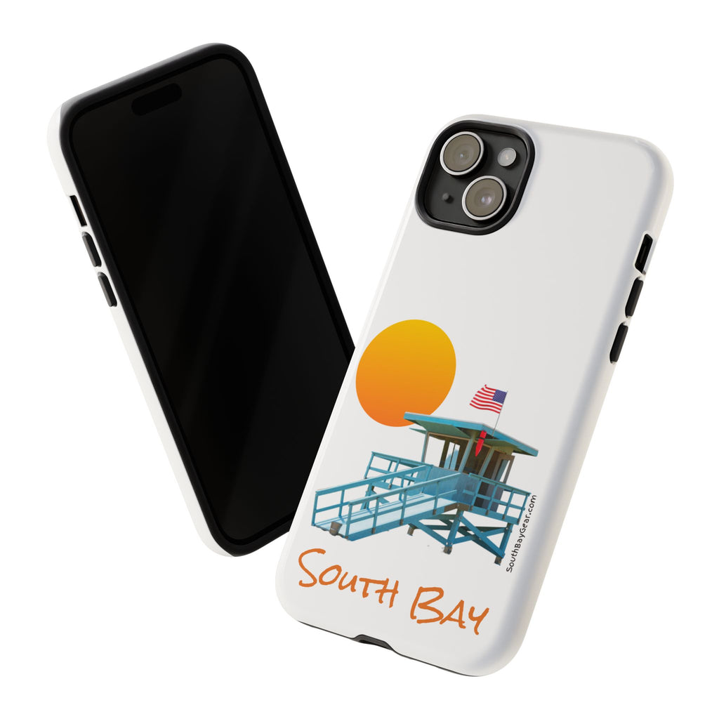 South Bay Lifeguard Stand with American Flag Tough Phone Cases