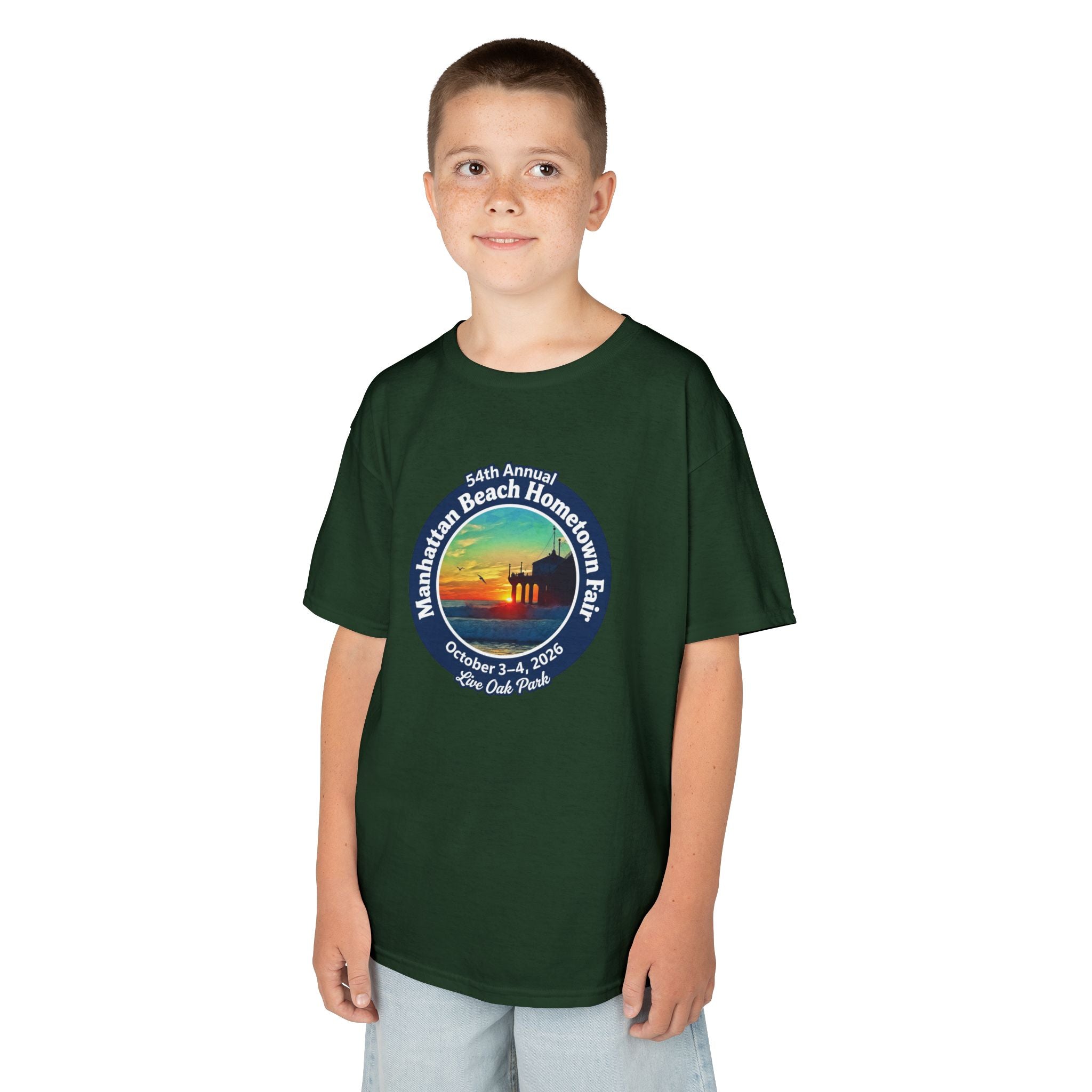 Kids Tee — Manhattan Beach Hometown Fair 2026 Sunset Logo