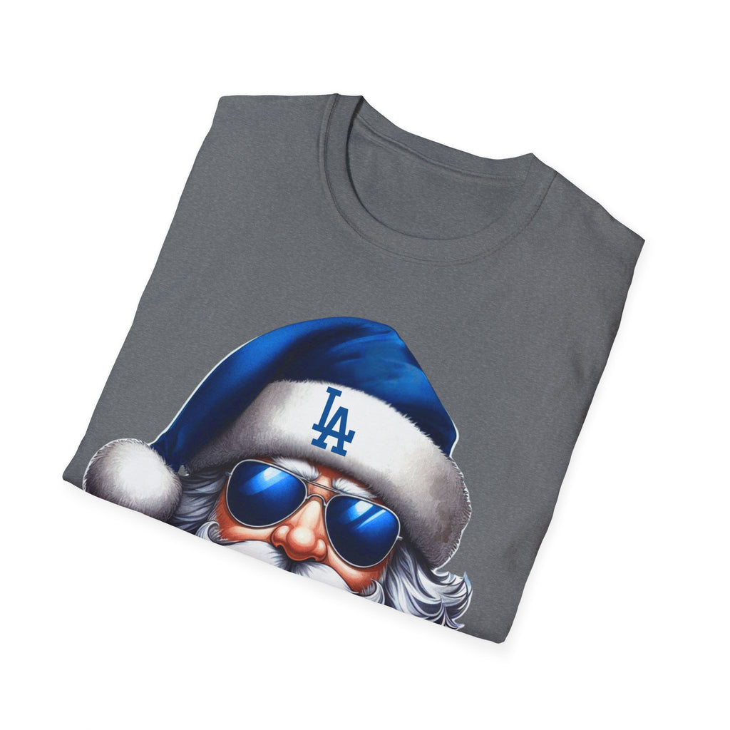 Blue Los Angeles Doyers Santa Tee | Santa Hat Graphic T-Shirt #Doyers
