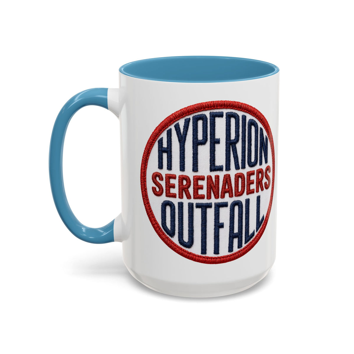 Accent Coffee Mug — "Hyperion Serenaders Outfall" Retro Patch Ceramic Mug (11/15oz)