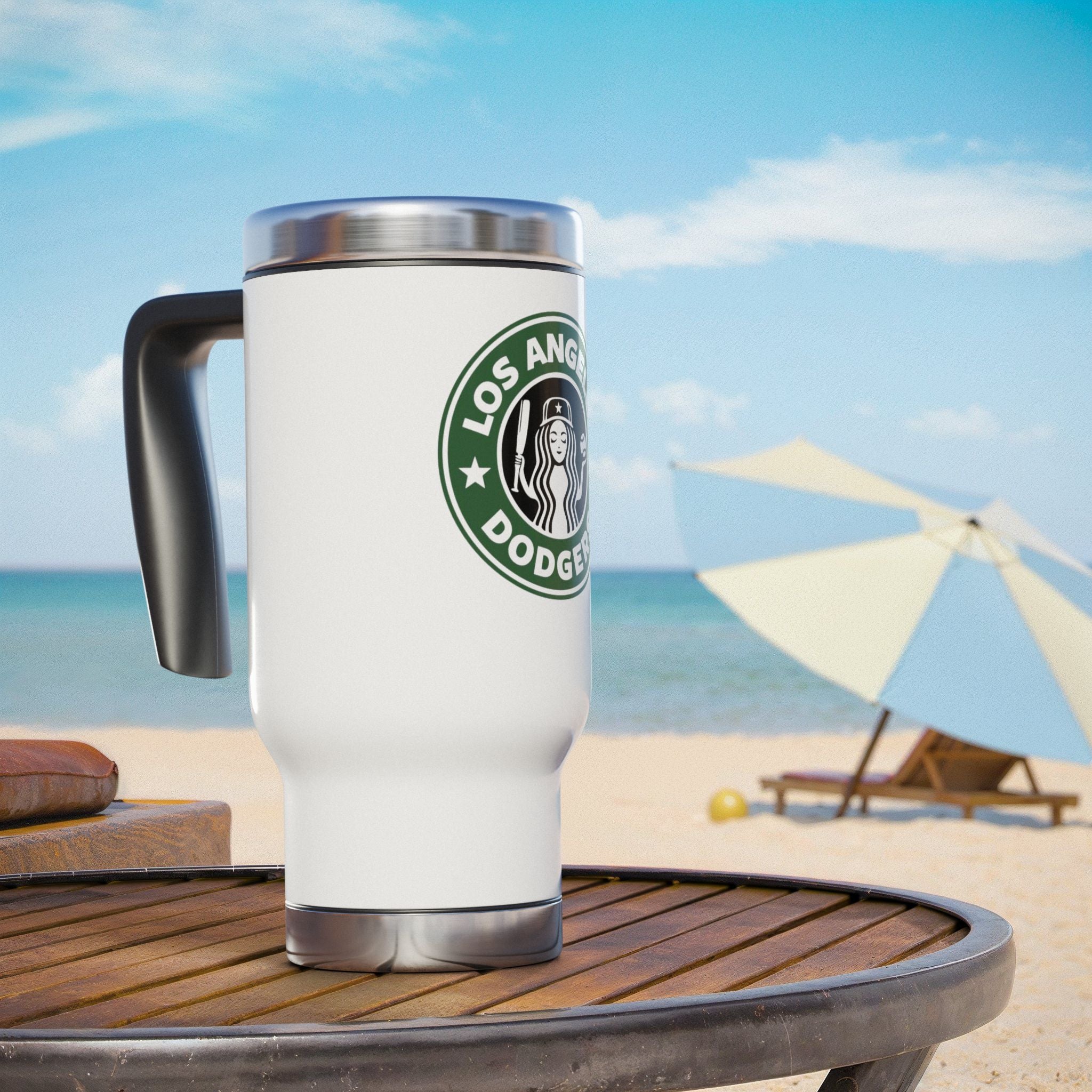 Los Angeles Baseball Stainless Steel Travel Mug with Handle, 14oz