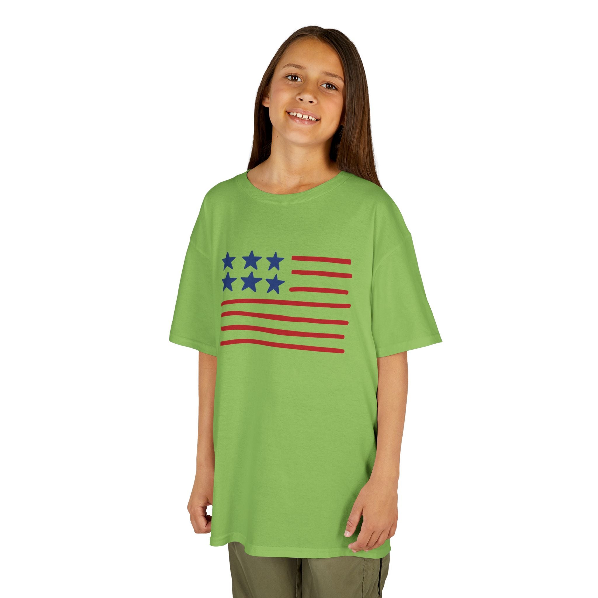Stars and Stripes  Kids American Flag T-Shirt — Red & Blue Stars Stripe Patriotic Tee