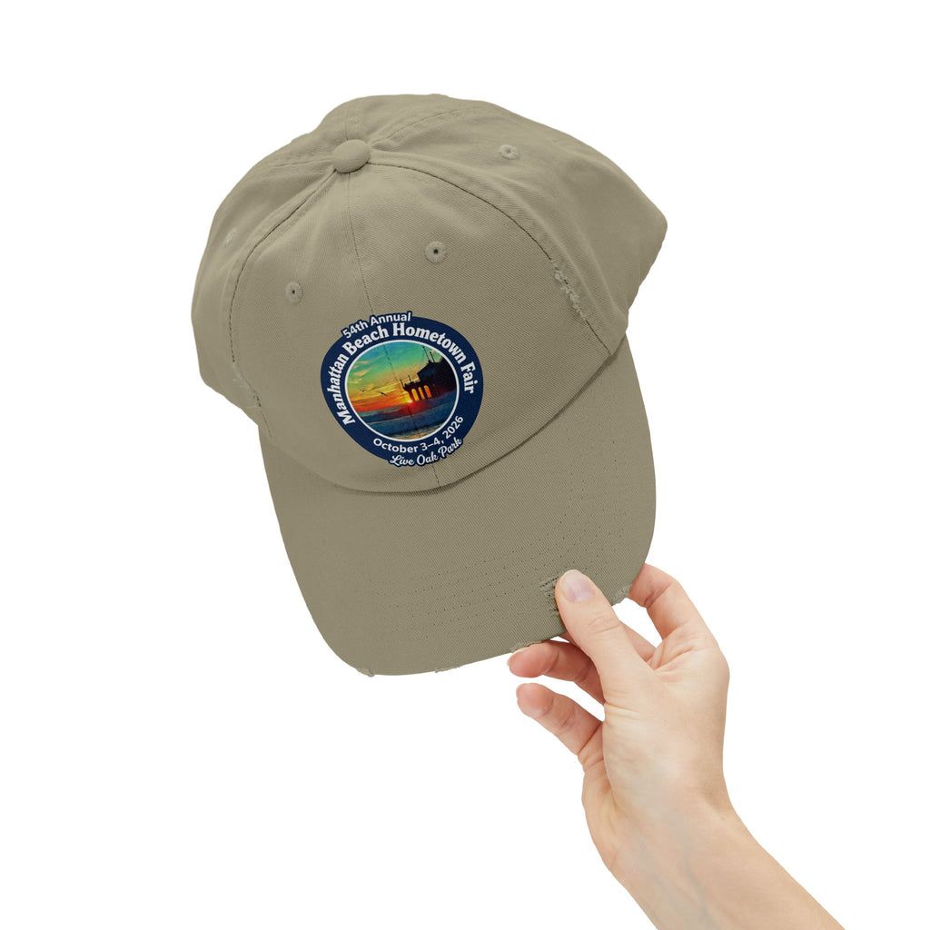 Distressed Baseball Cap - Manhattan Beach Hometown Fair 2026 Sunset Logo