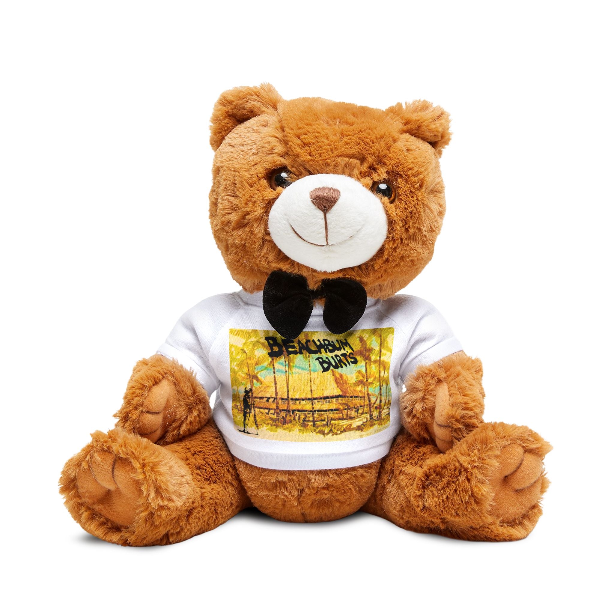 Beach Bum Burts Redondo Beach Teddy bear with t-shirt Plush bear | Brown stuffed animal with bow tie