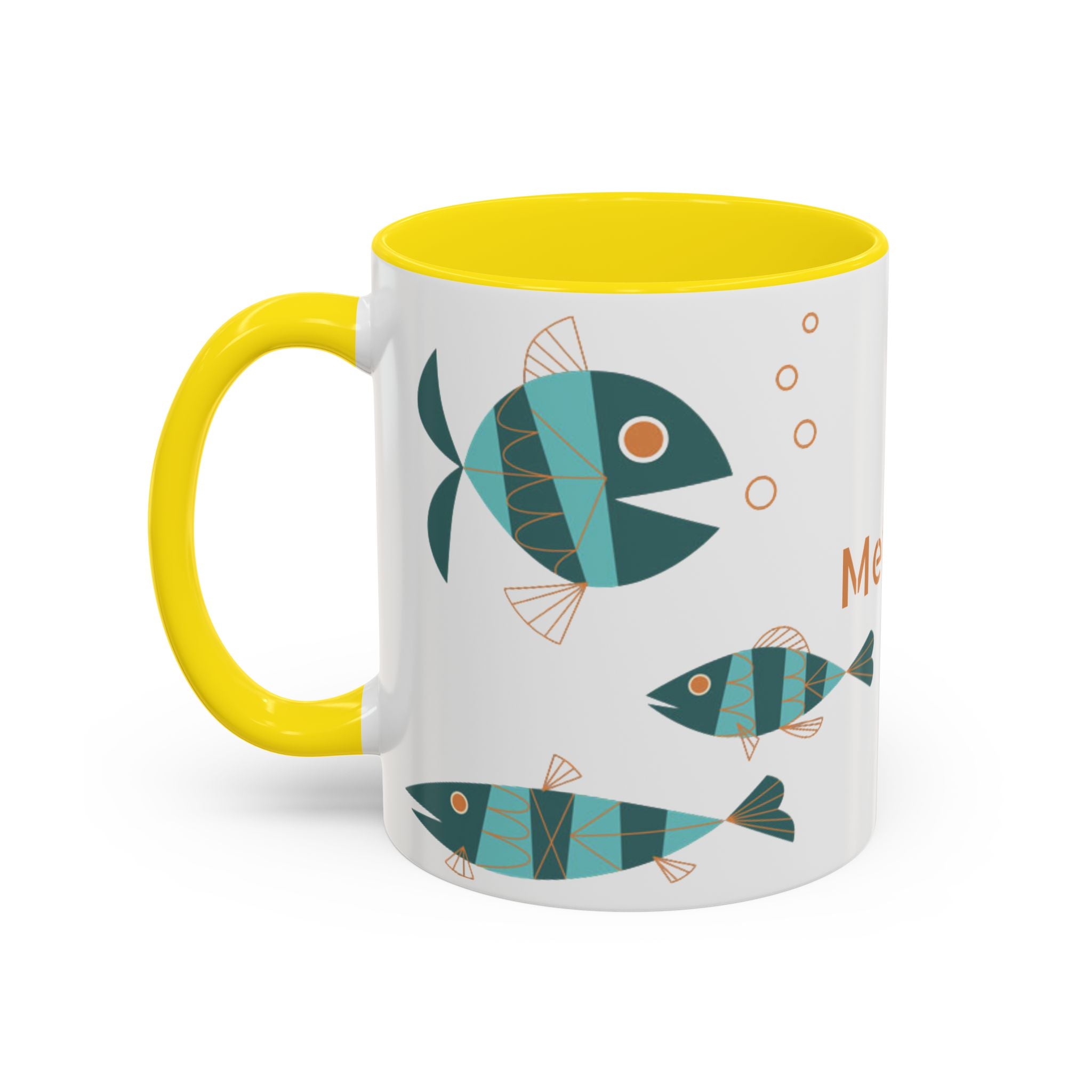 Metlox Pottery Teal Geometric Fish Mug | Accent Coffee Mug