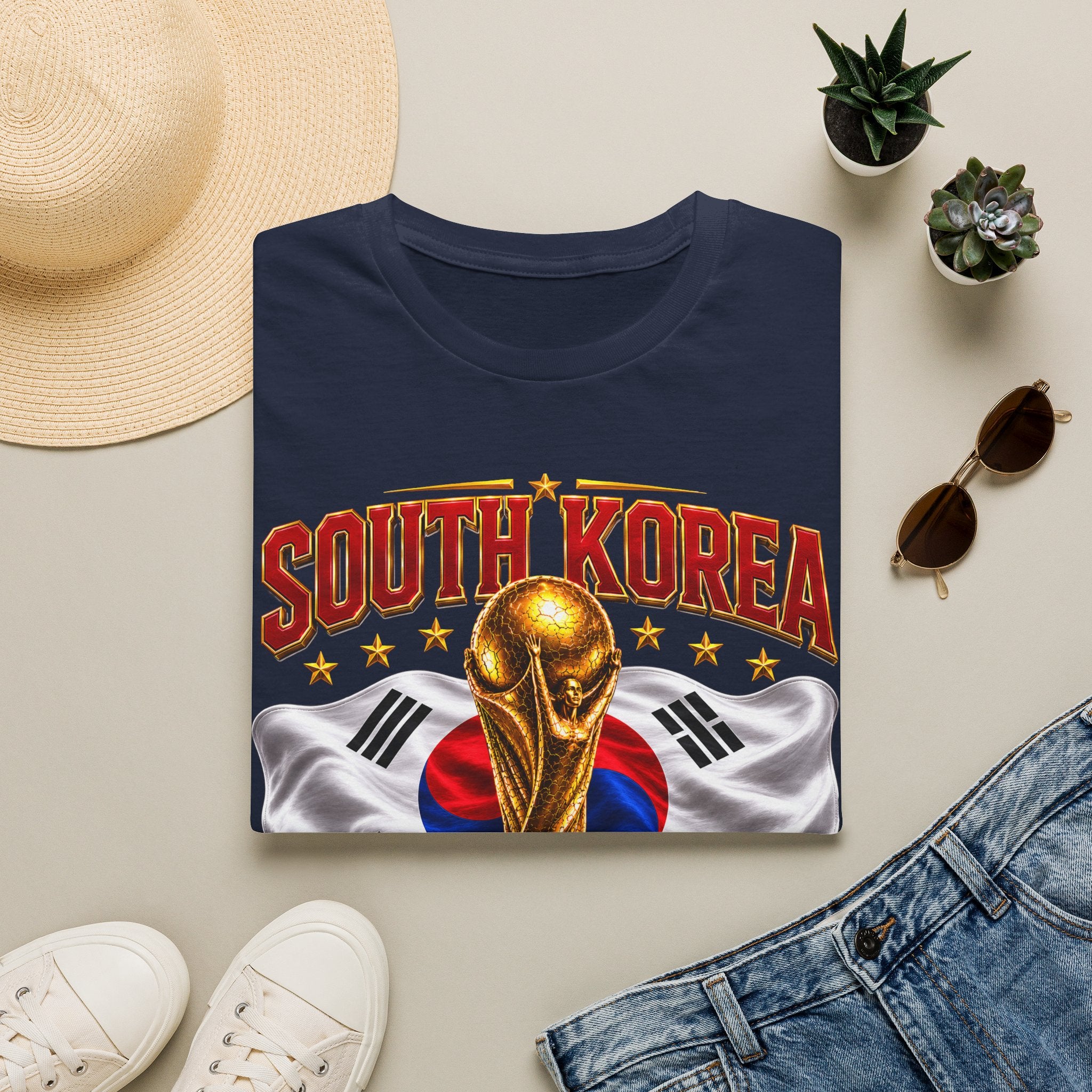 South Korea 2026 Soccer World Cup T-Shirt — Korean Flag & Trophy Football Fan Tee