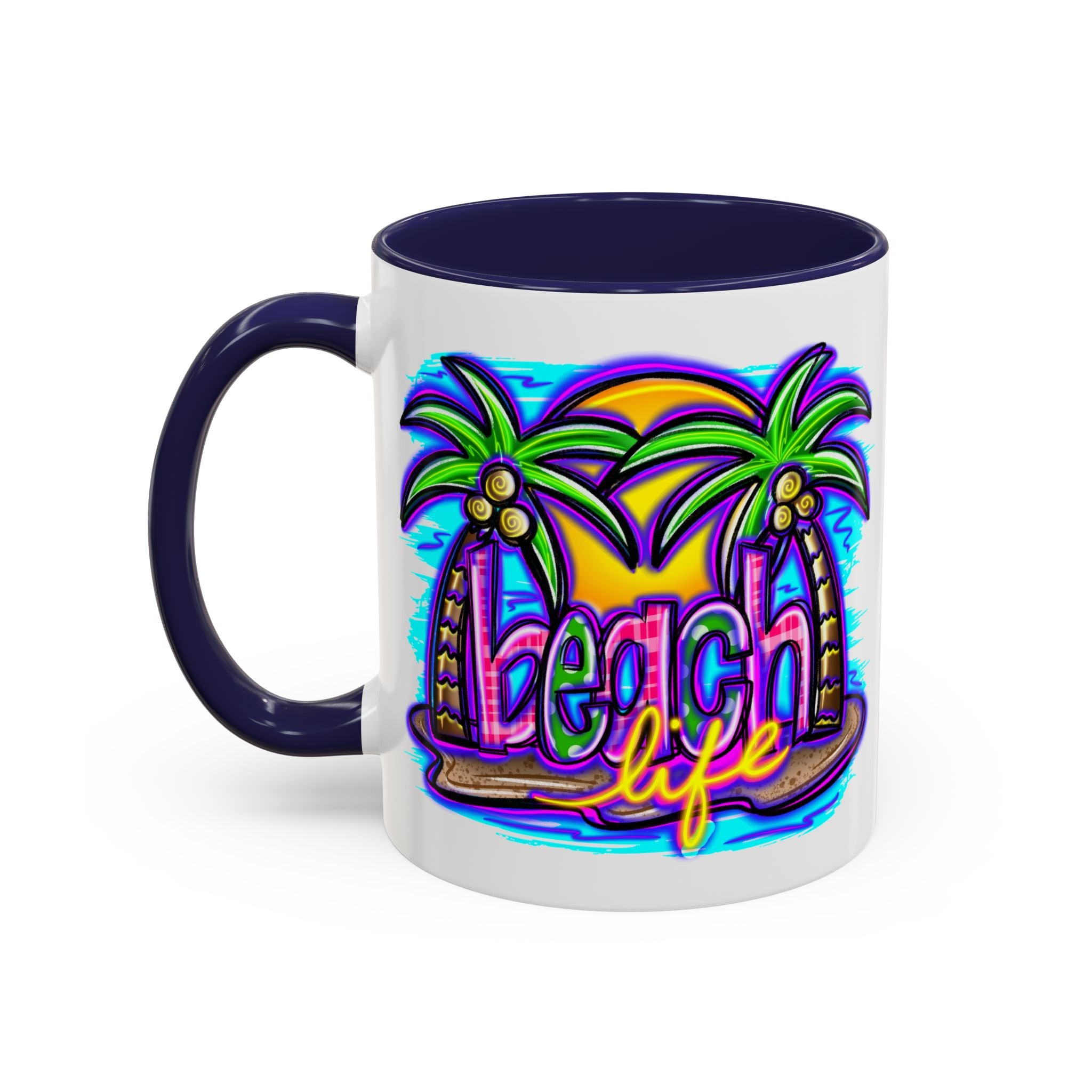 Beach Life Coffee Mug — Tropical Palm Sunset Accent Mug (11/15oz)