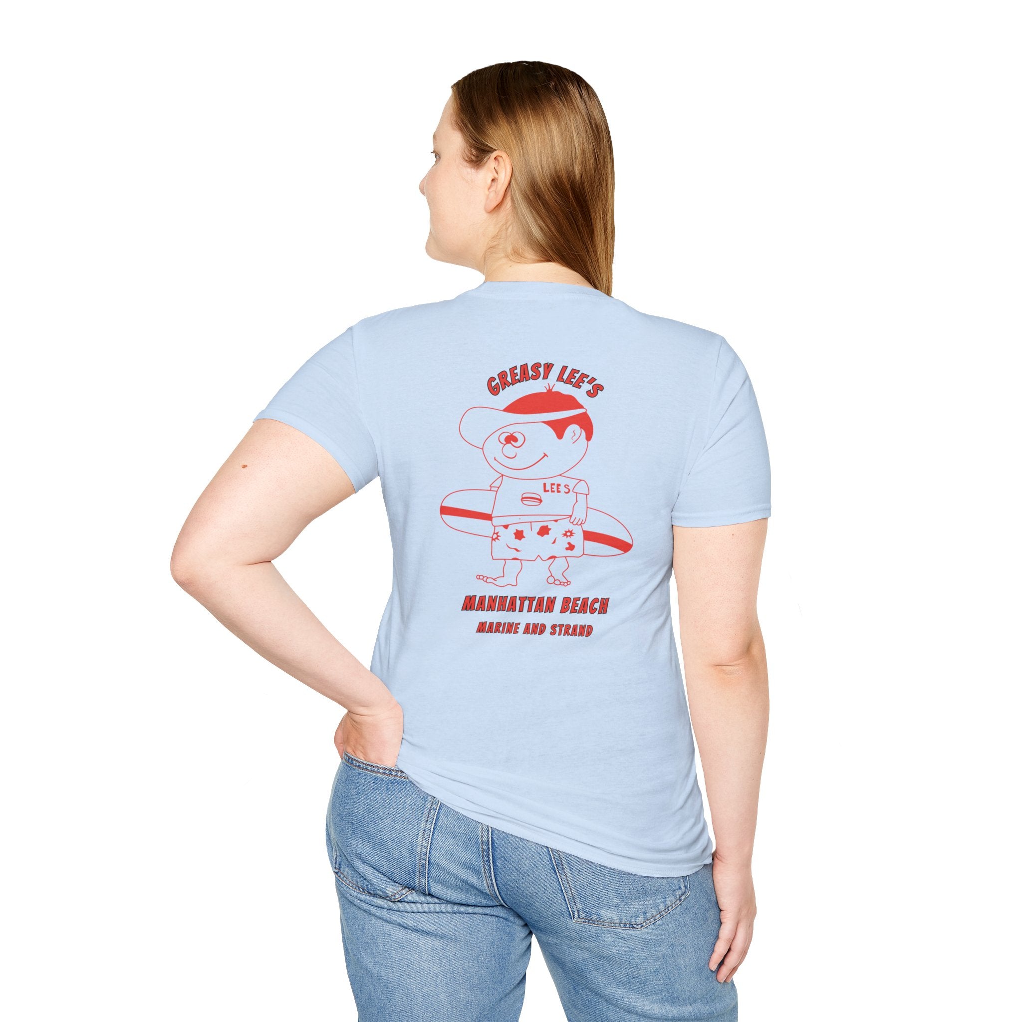Greasy Lee's Manhattan Beach Old School T-Shirt | Marine and Strand Manhattan Beach Vintage Surf Design