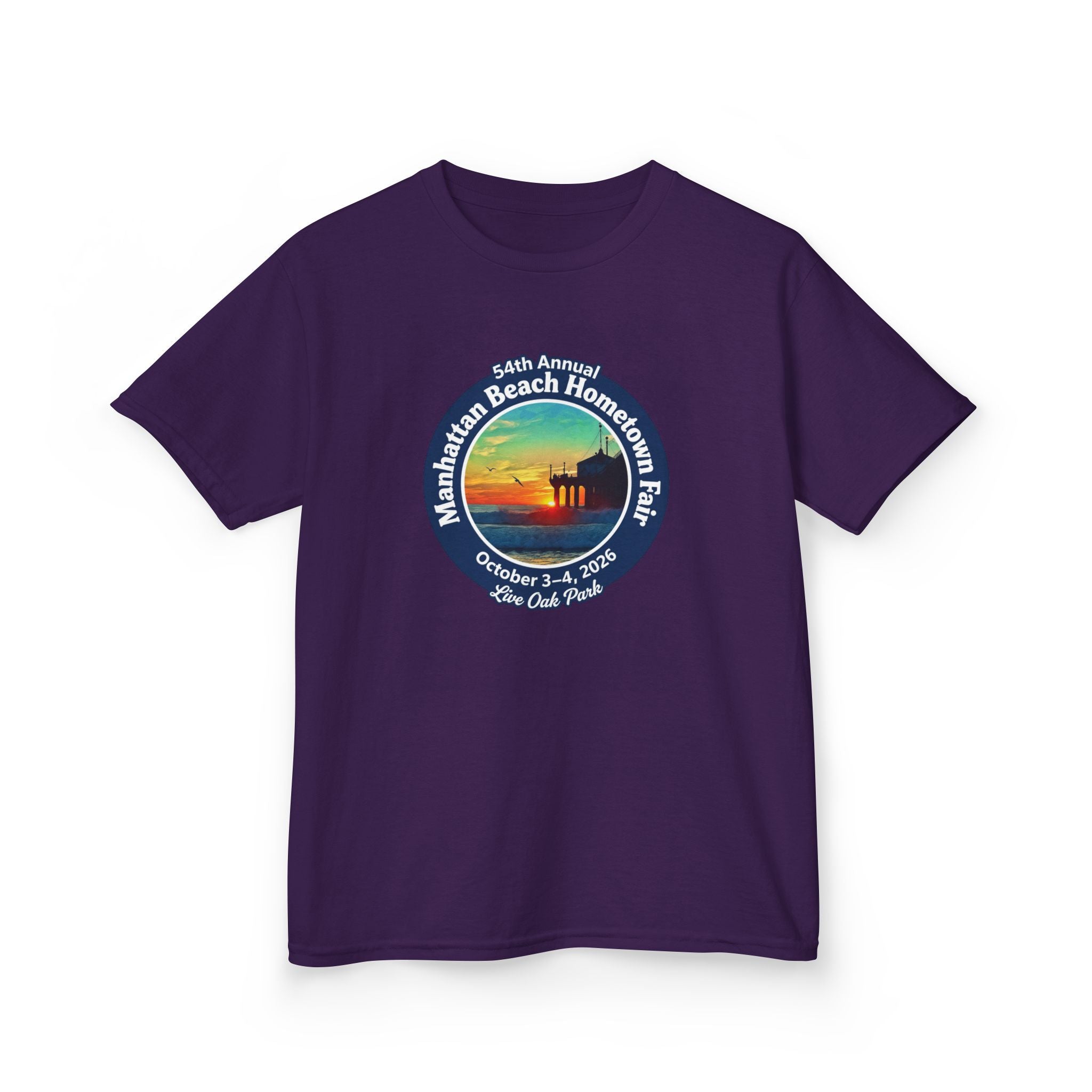 Kids Tee — Manhattan Beach Hometown Fair 2026 Sunset Logo