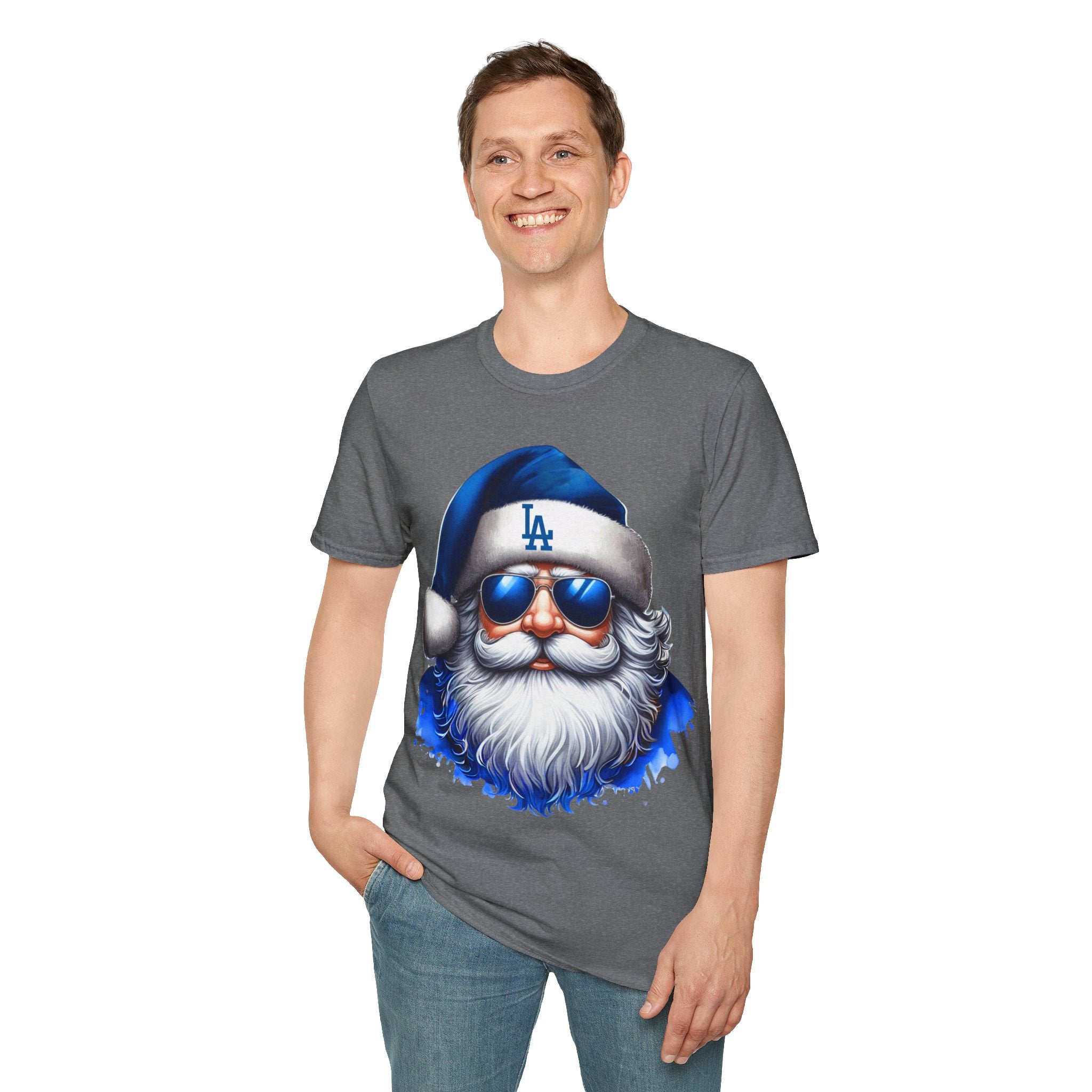 LA Dodgers Blue Santa T-Shirt — Cool Sunglasses Holiday Tee