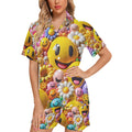 Emoji Smiles Women's V-Neck Short Pajama Set Made in USA Free shipping
