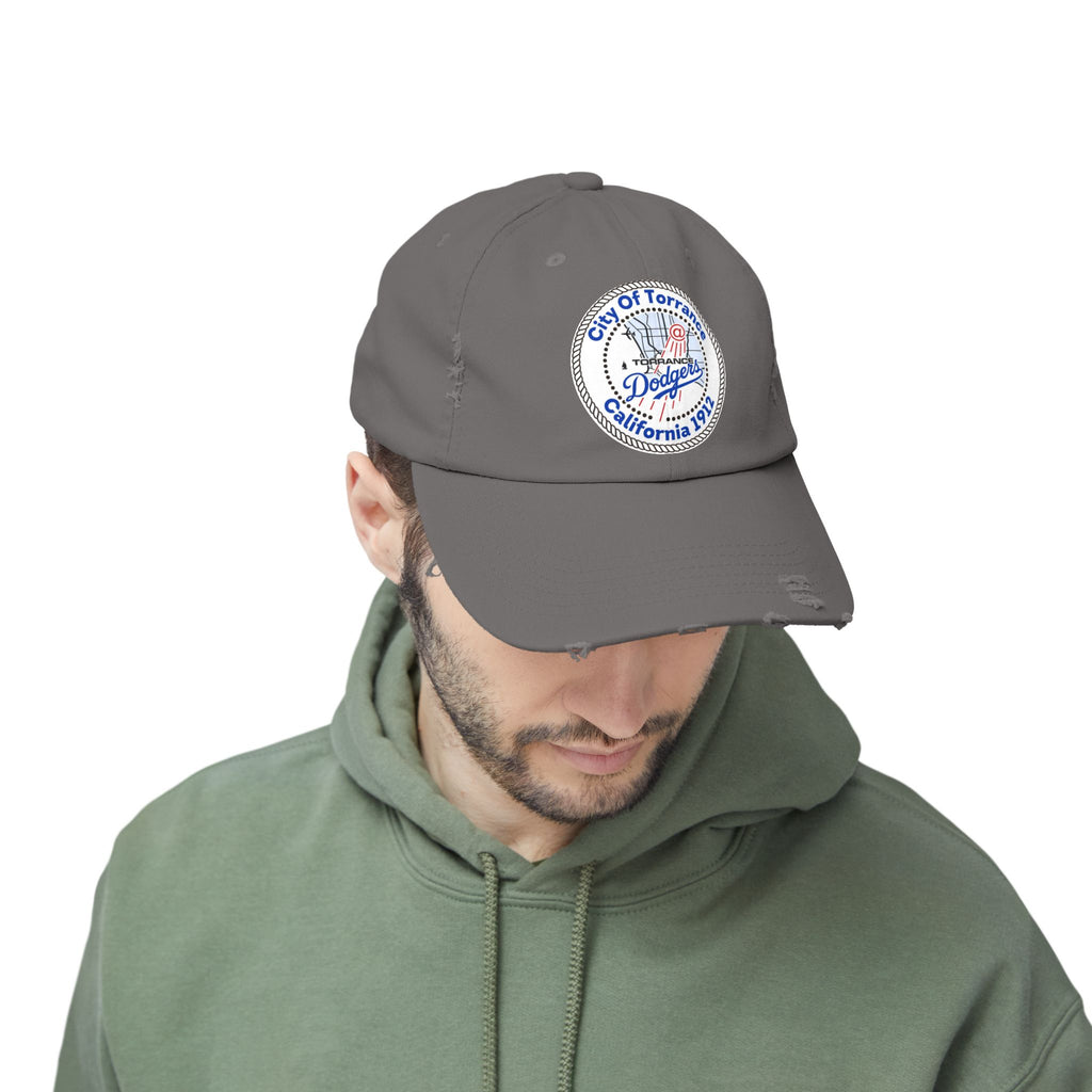 Distressed Baseball Cap with Torrance Dodgers Patch