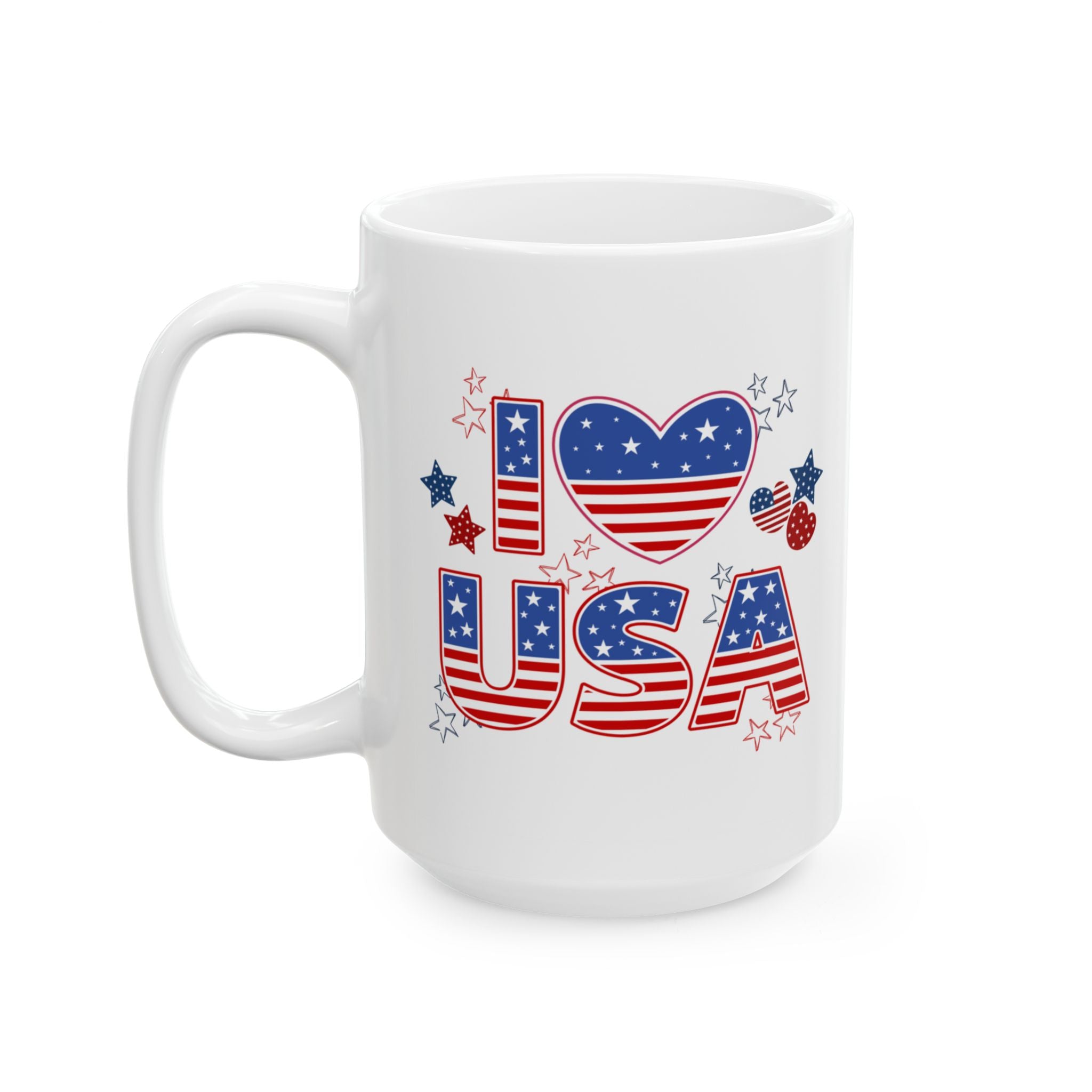 I LOVE THE USA Flag Stars America Mug | Patriotic Fourth of July Coffee Cup