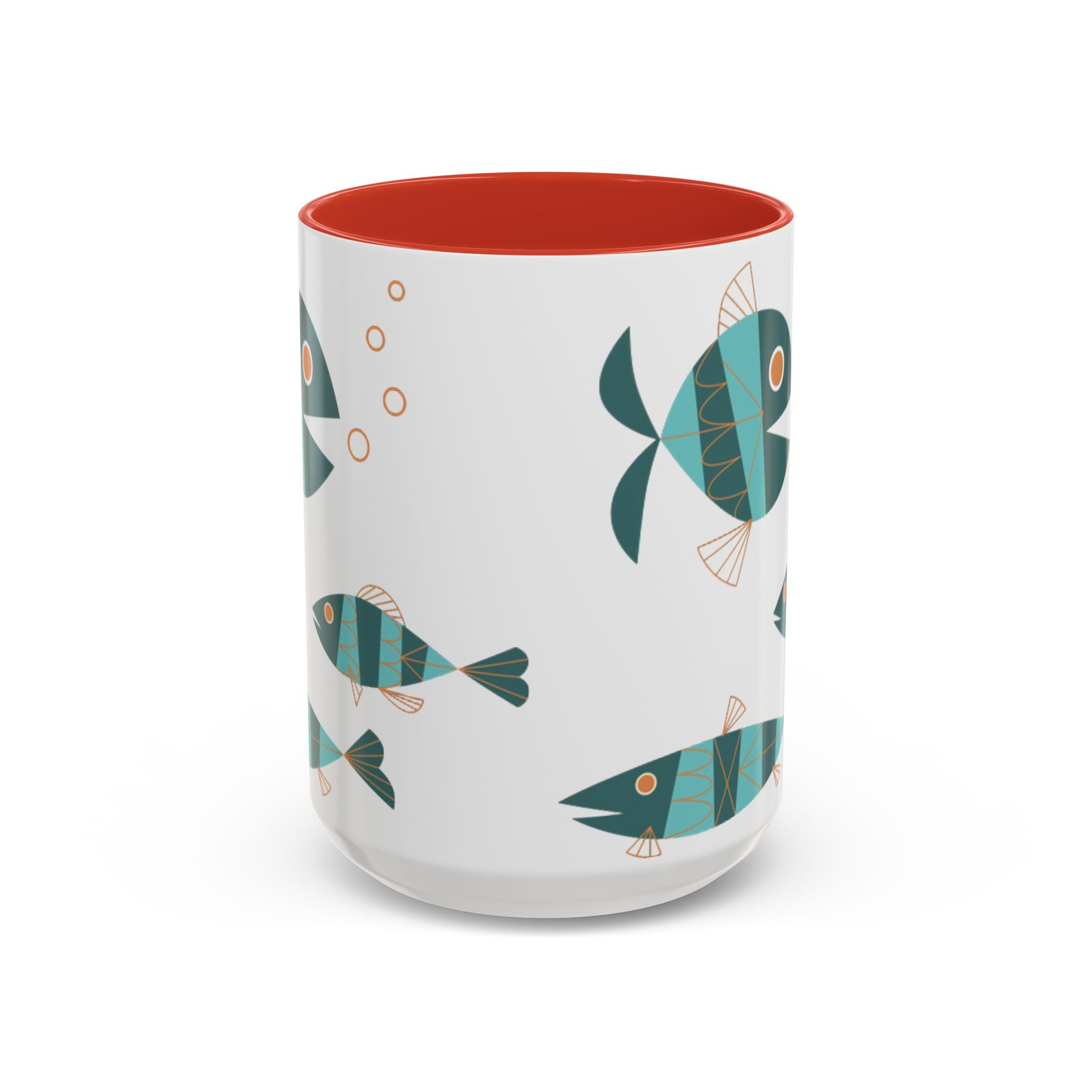Metlox Pottery Teal Geometric Fish Mug | Accent Coffee Mug