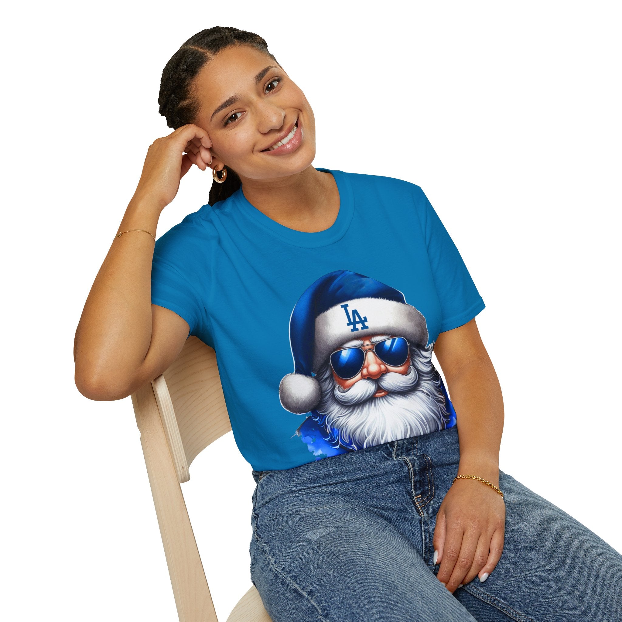LA Dodgers Blue Santa T-Shirt — Cool Sunglasses Holiday Tee