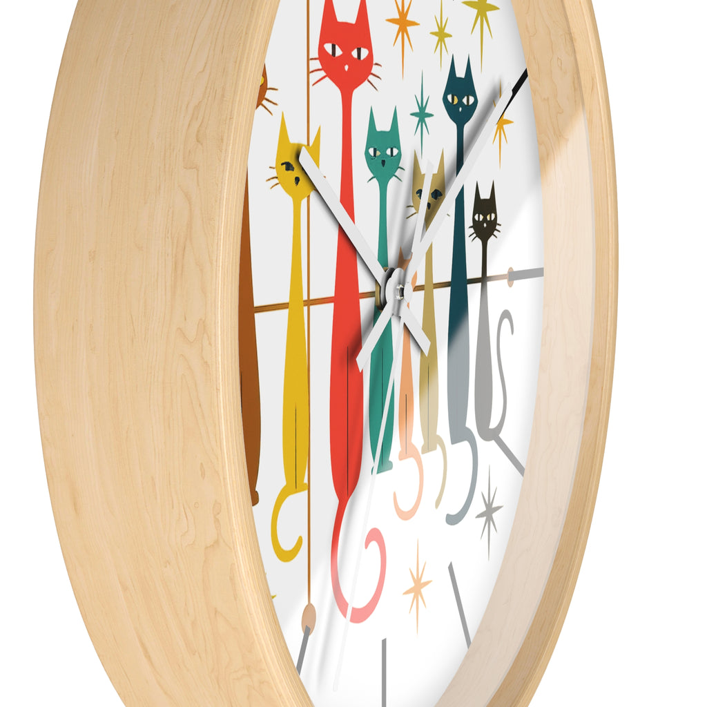 Mid Century Modern Cats Wall Clock | Retro Atomic Kitty Design