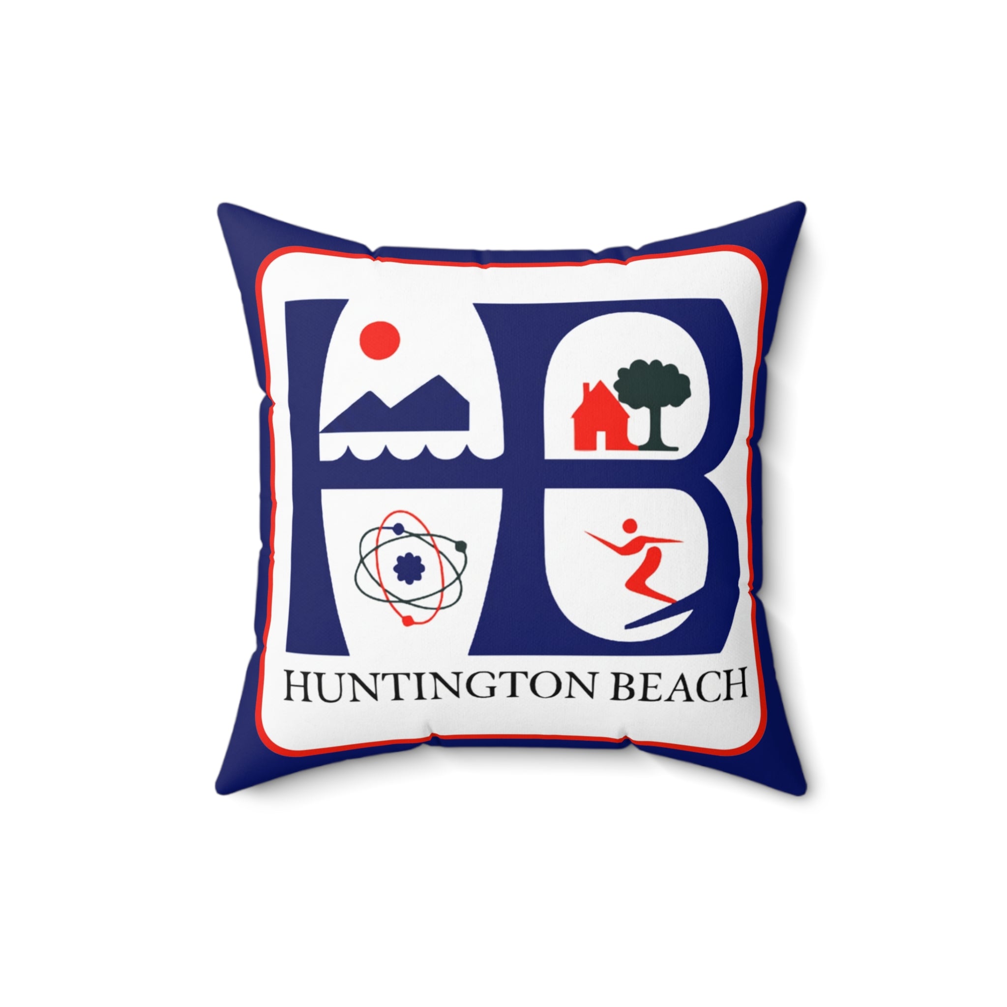 Huntington Beach Icon Pillow — Coastal Surf & Community Decorative Throw Pillow