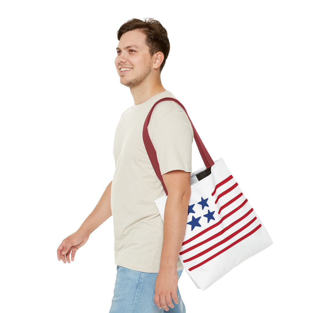 American Flag Stars & Stripes Tote Bag — Patriotic Canvas Beach Grocery Bag