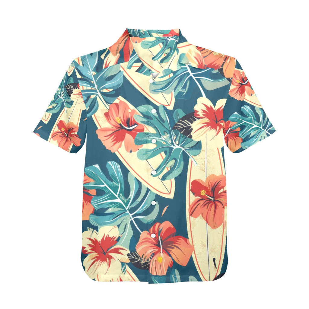 Retro Surfer Men's All Over Print Hawaiian Shirt Made In USA Ships to USA Only