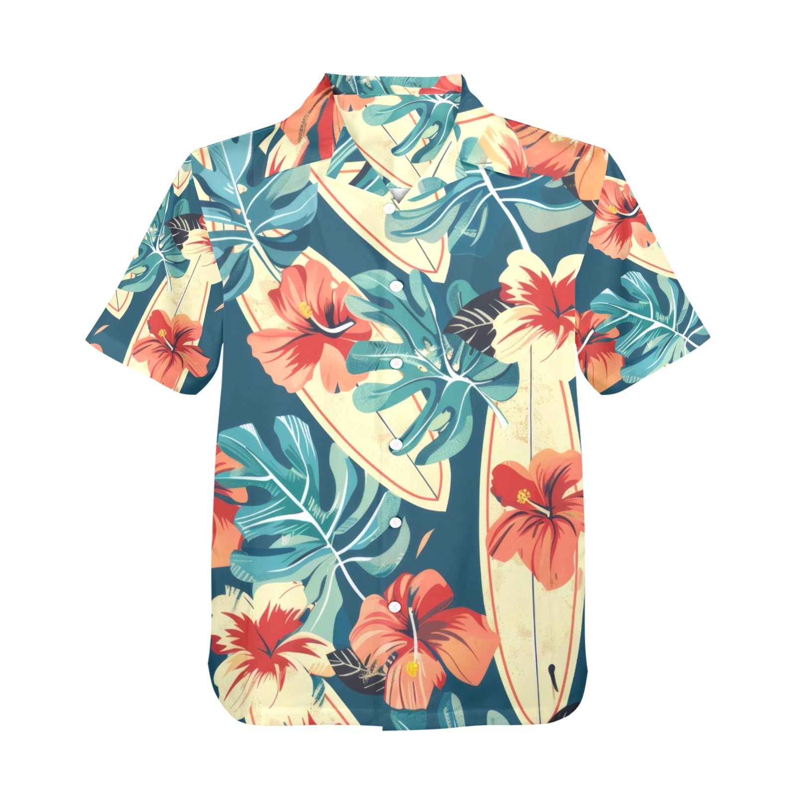Retro Surfer Men's All Over Print Hawaiian Shirt Made In USA Ships to USA Only