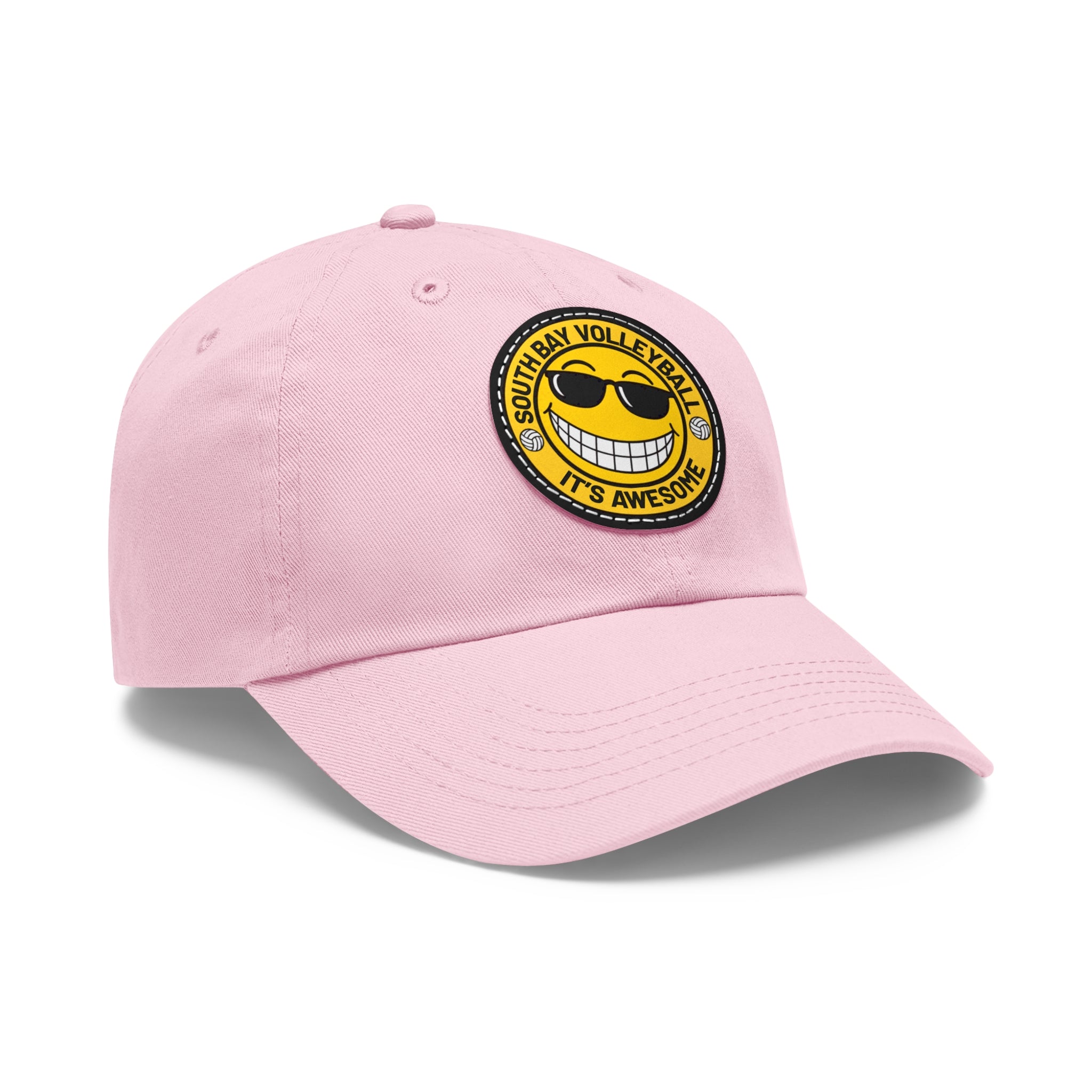 Volleyball Smiley Mom and Dad Hat — "South Bay Volleyball: It’s Awesome" Leather Patch