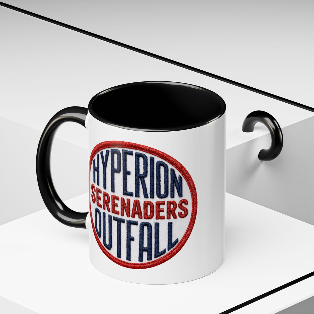 Accent Coffee Mug — "Hyperion Serenaders Outfall" Retro Patch Ceramic Mug (11/15oz)