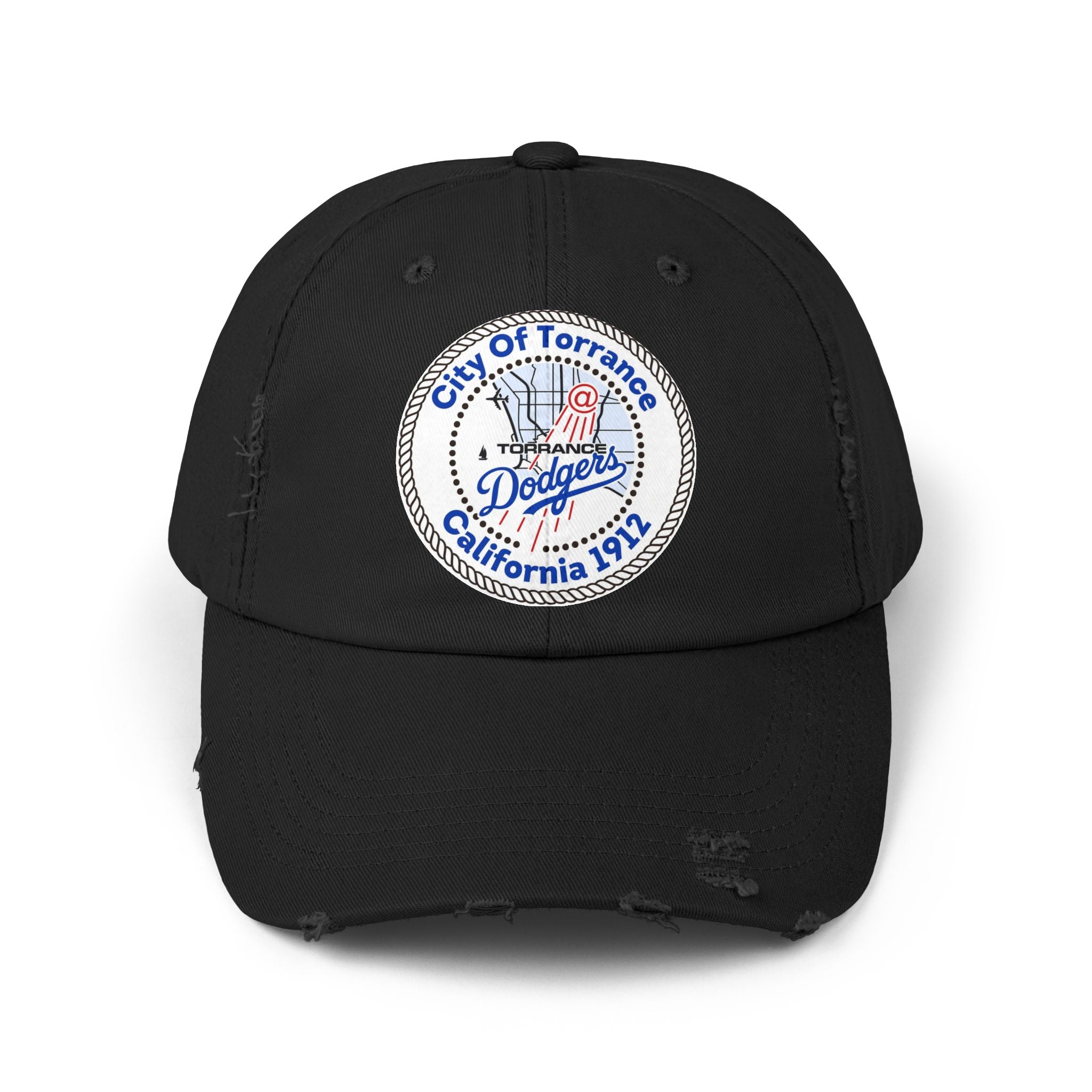 Distressed Baseball Cap with Torrance Dodgers Patch