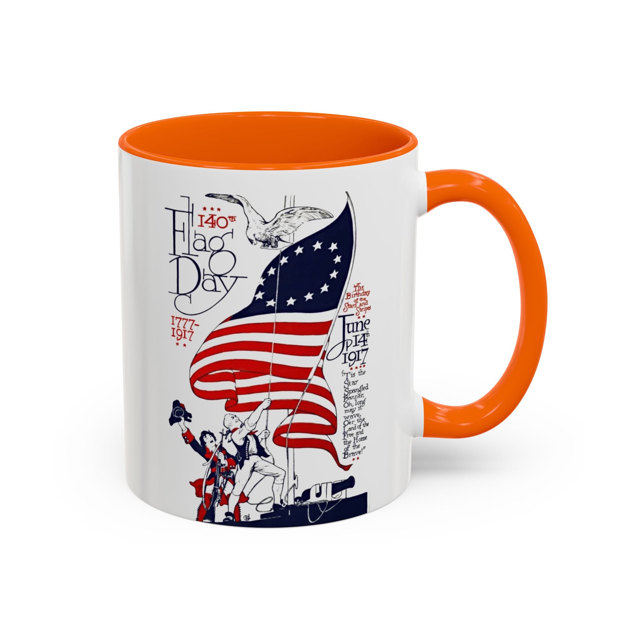 Flag Day Illustration Original Artwork 1917  Mug | American Flag Sailors Accent Coffee Mug