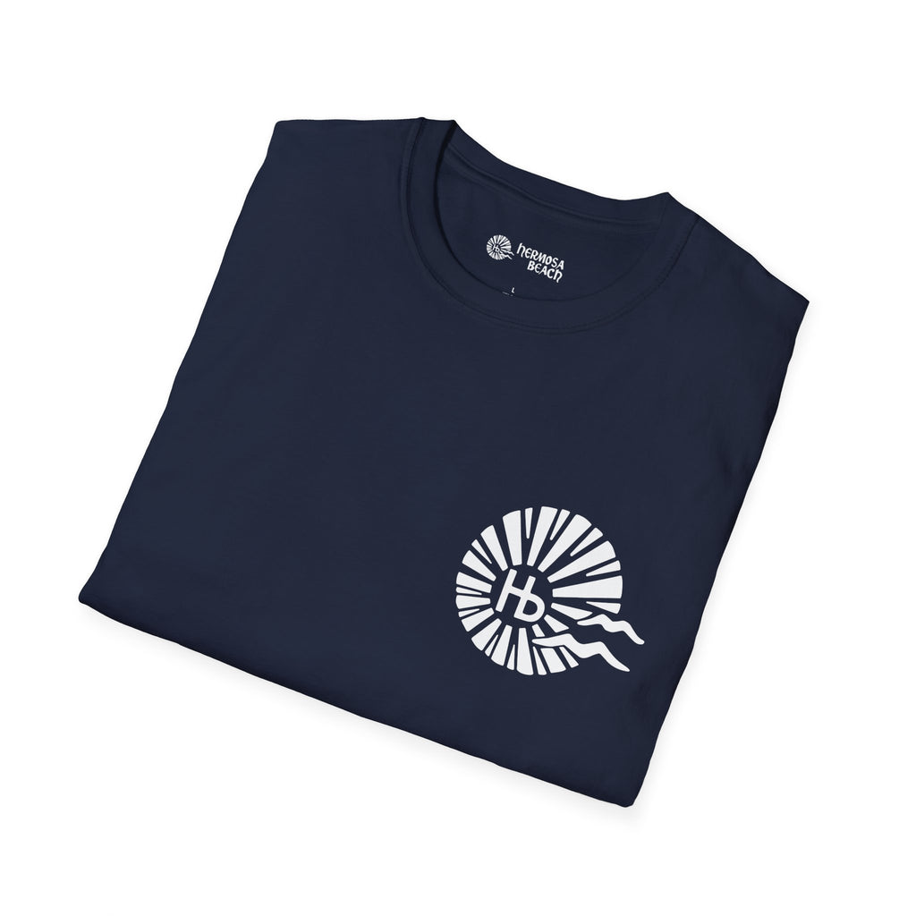 Hermosa Beach Sunburst Wave T-Shirt (printed front back neck) | Hb Minimal Logo Tee